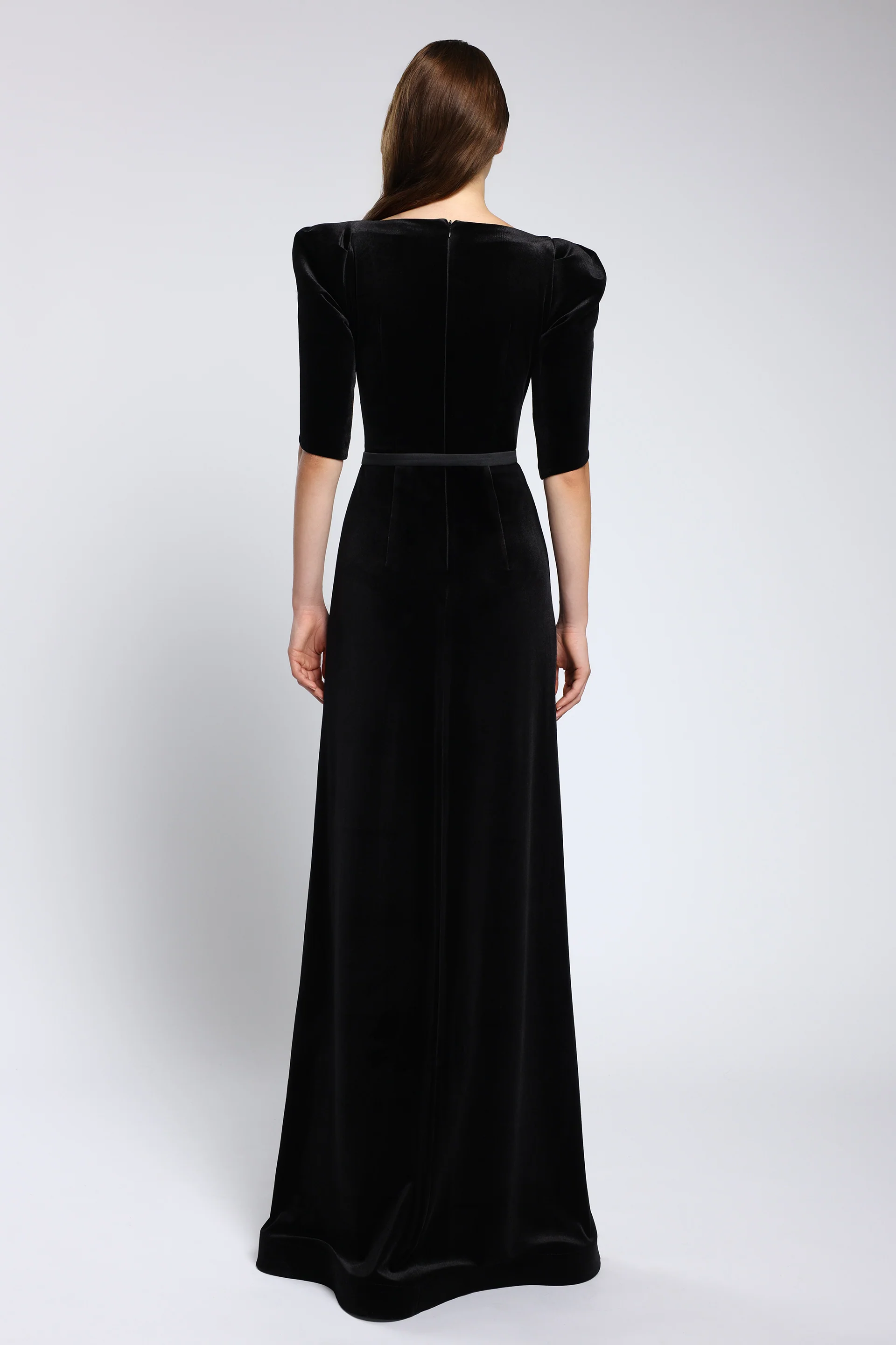 Rochie de seara din tafta si catifea cu cordon brodat Lilith CA162 - Image 2