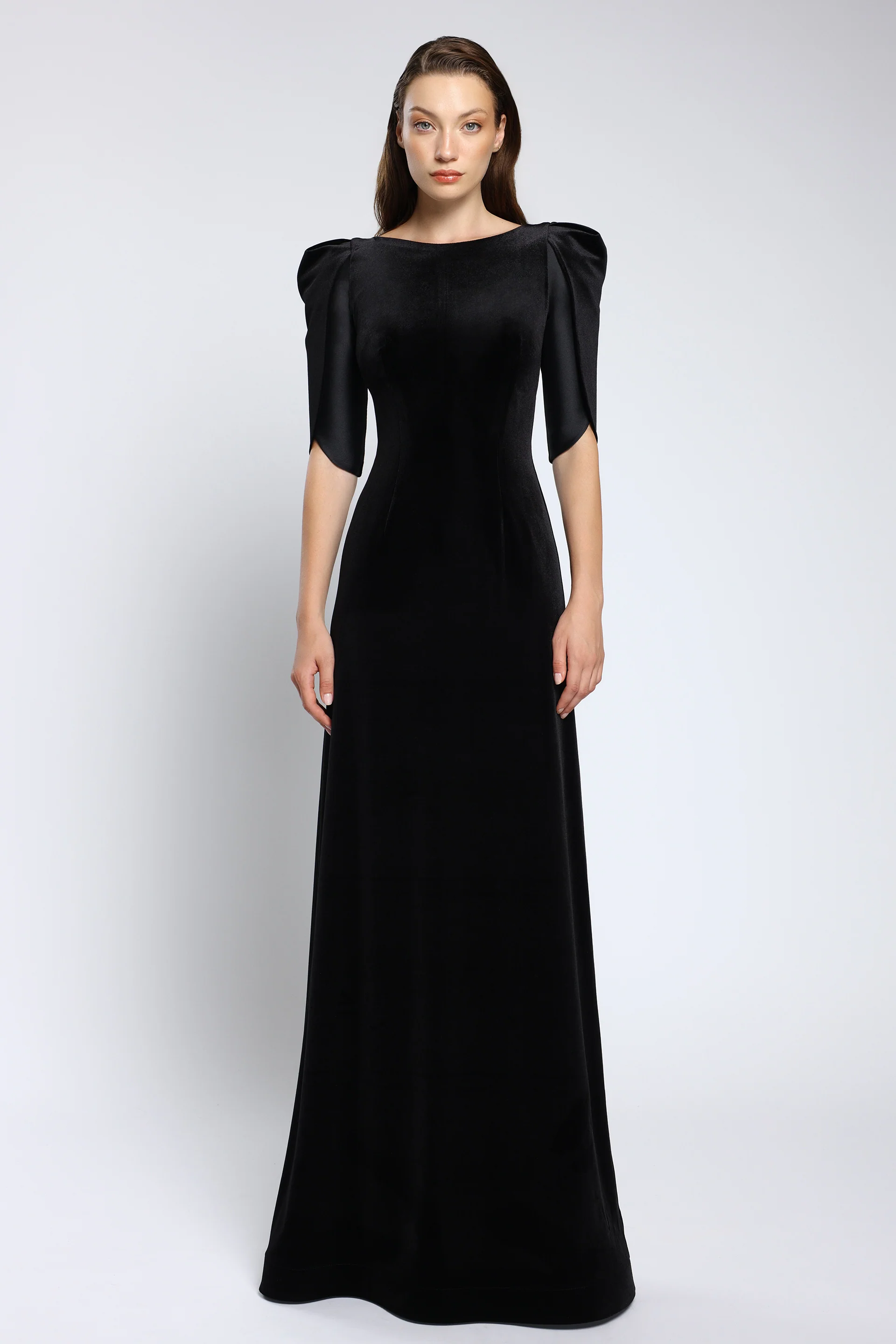 Rochie de seara din tafta si catifea cu cordon brodat Lilith CA162 - Image 3
