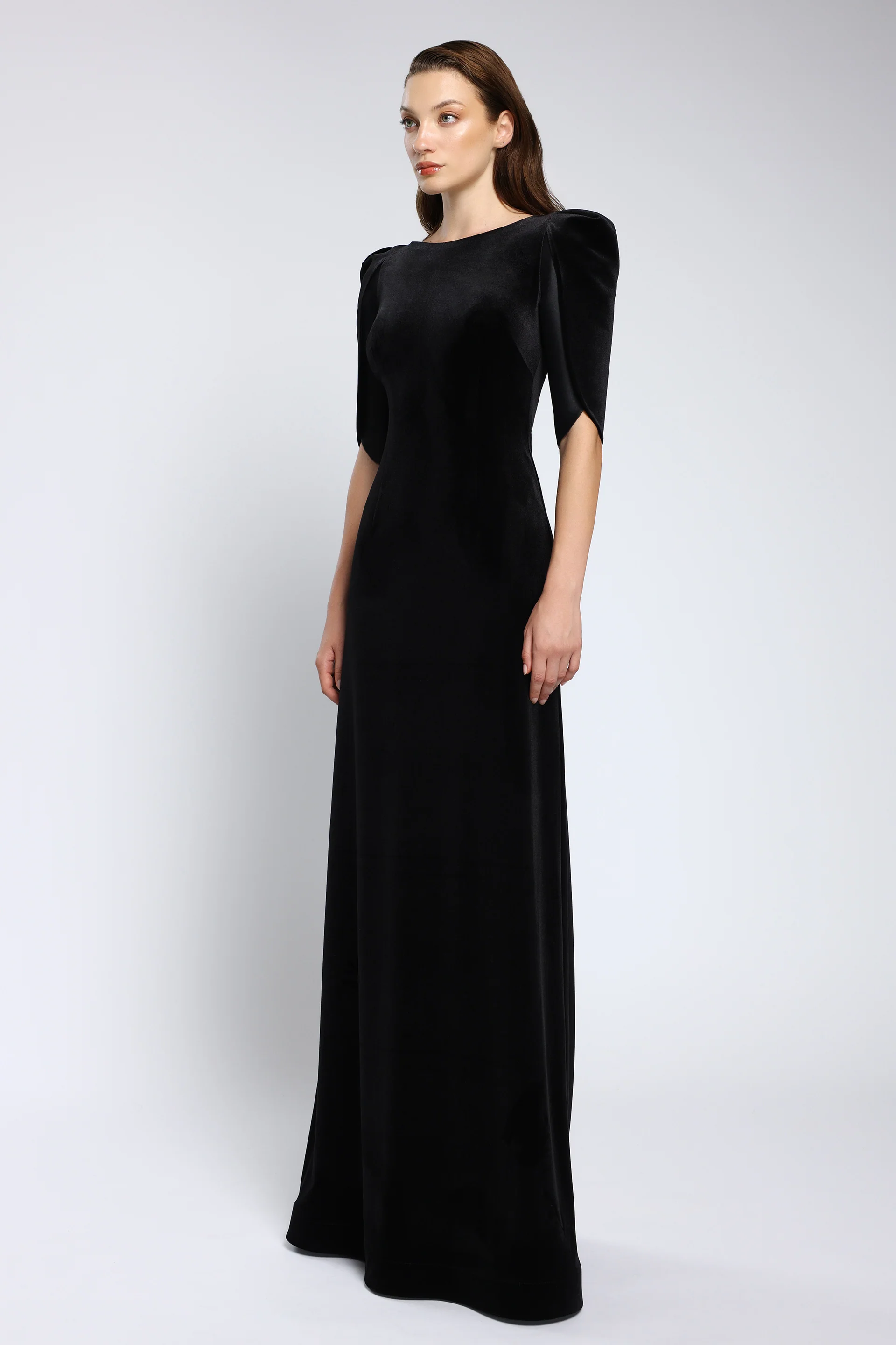 Rochie de seara din tafta si catifea cu cordon brodat Lilith CA162 - Image 4