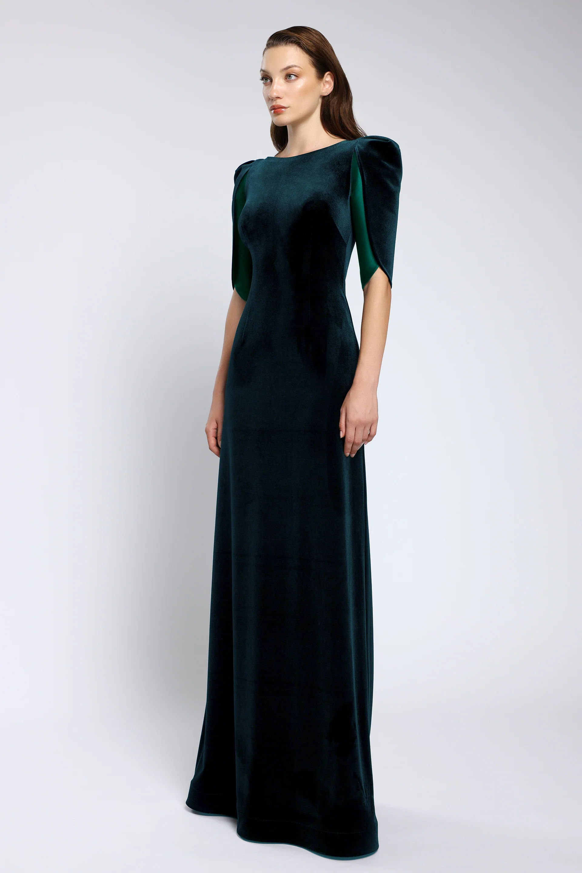 Rochie de seara din tafta si catifea cu cordon brodat Lilith CA162 - Image 8