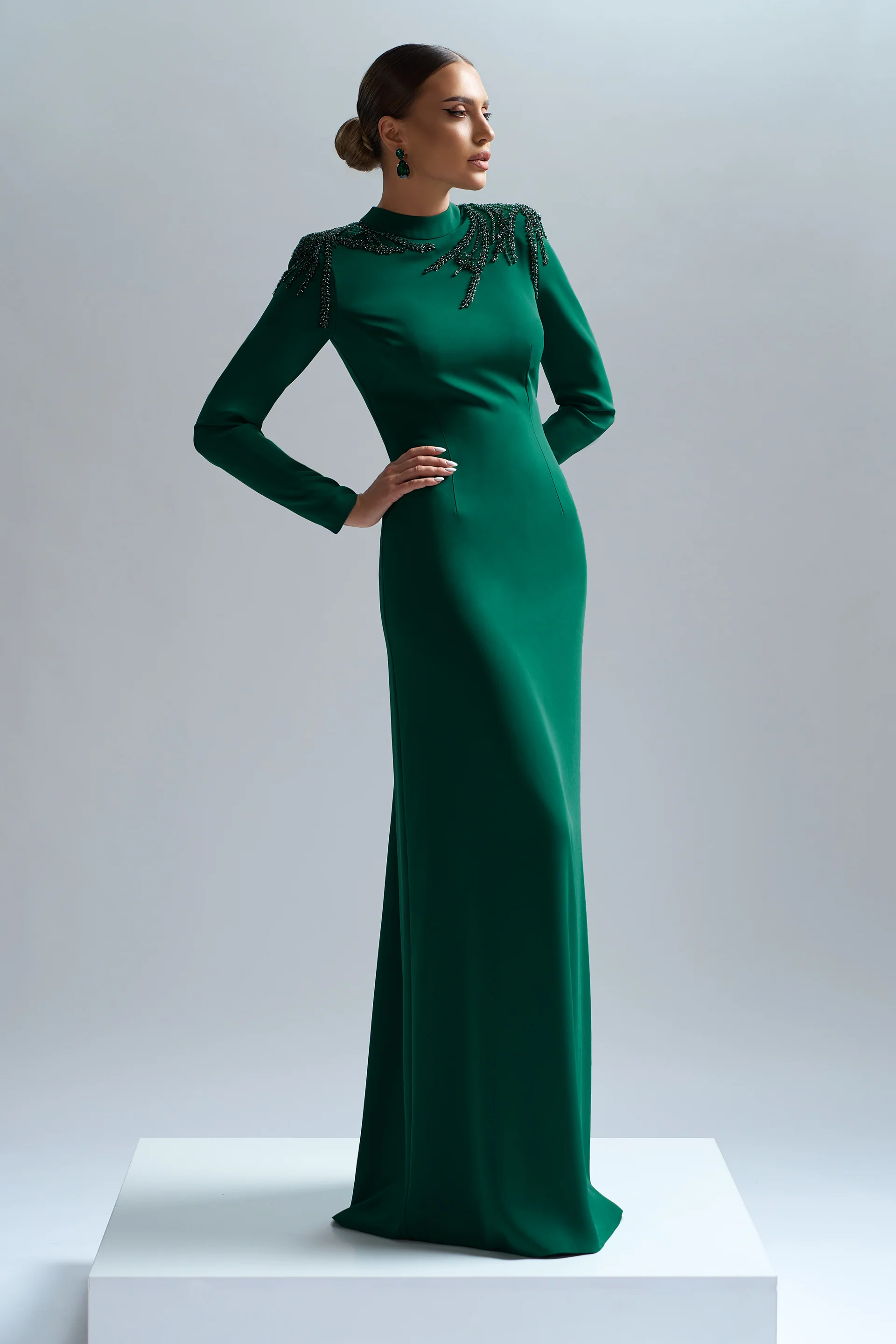 Rochie de seara din triplu voal si dantela cu aplicatii Nemesis CA65 - Image 4