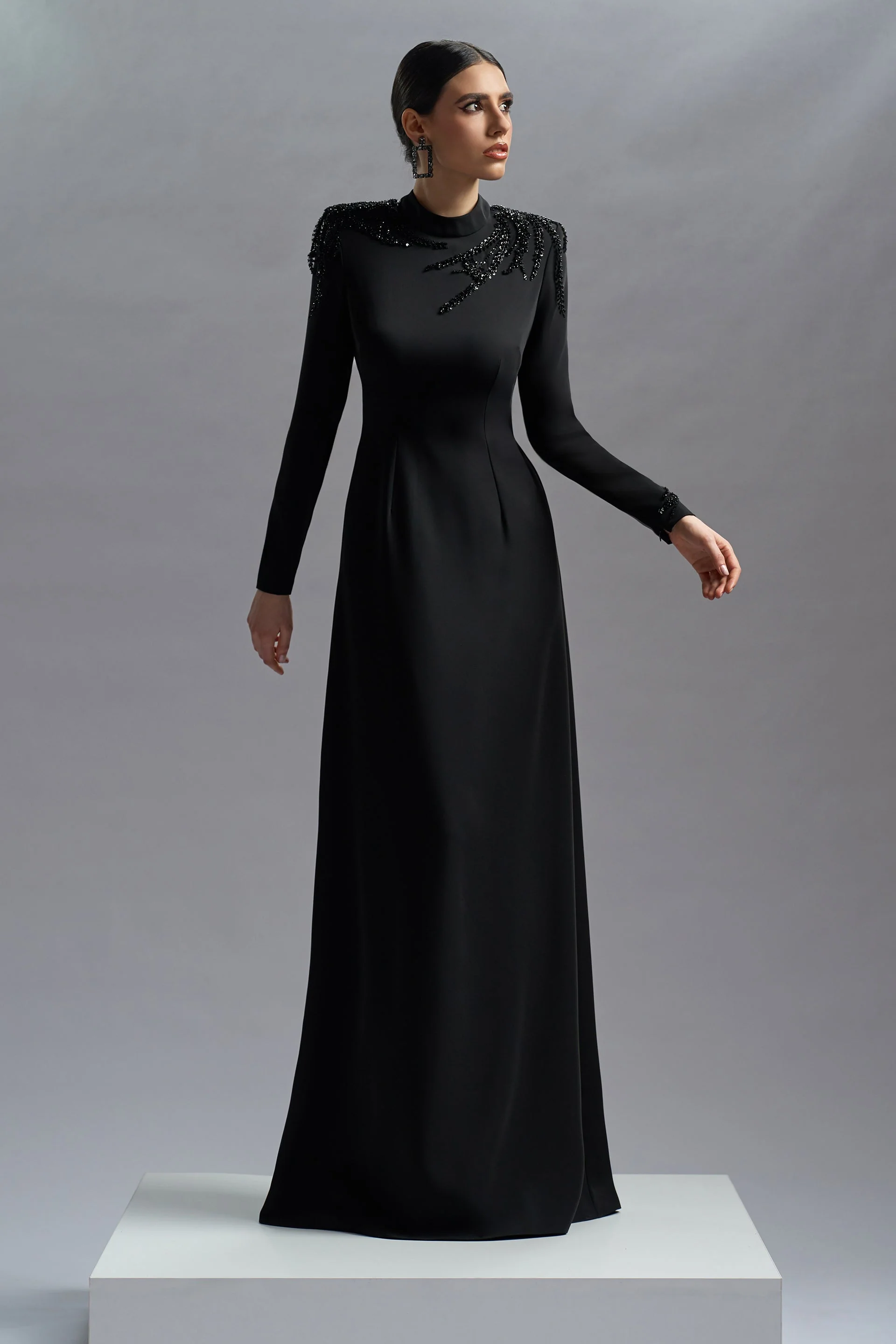 Rochie de seara din triplu voal si dantela cu aplicatii Nemesis CA65_V - Image 5