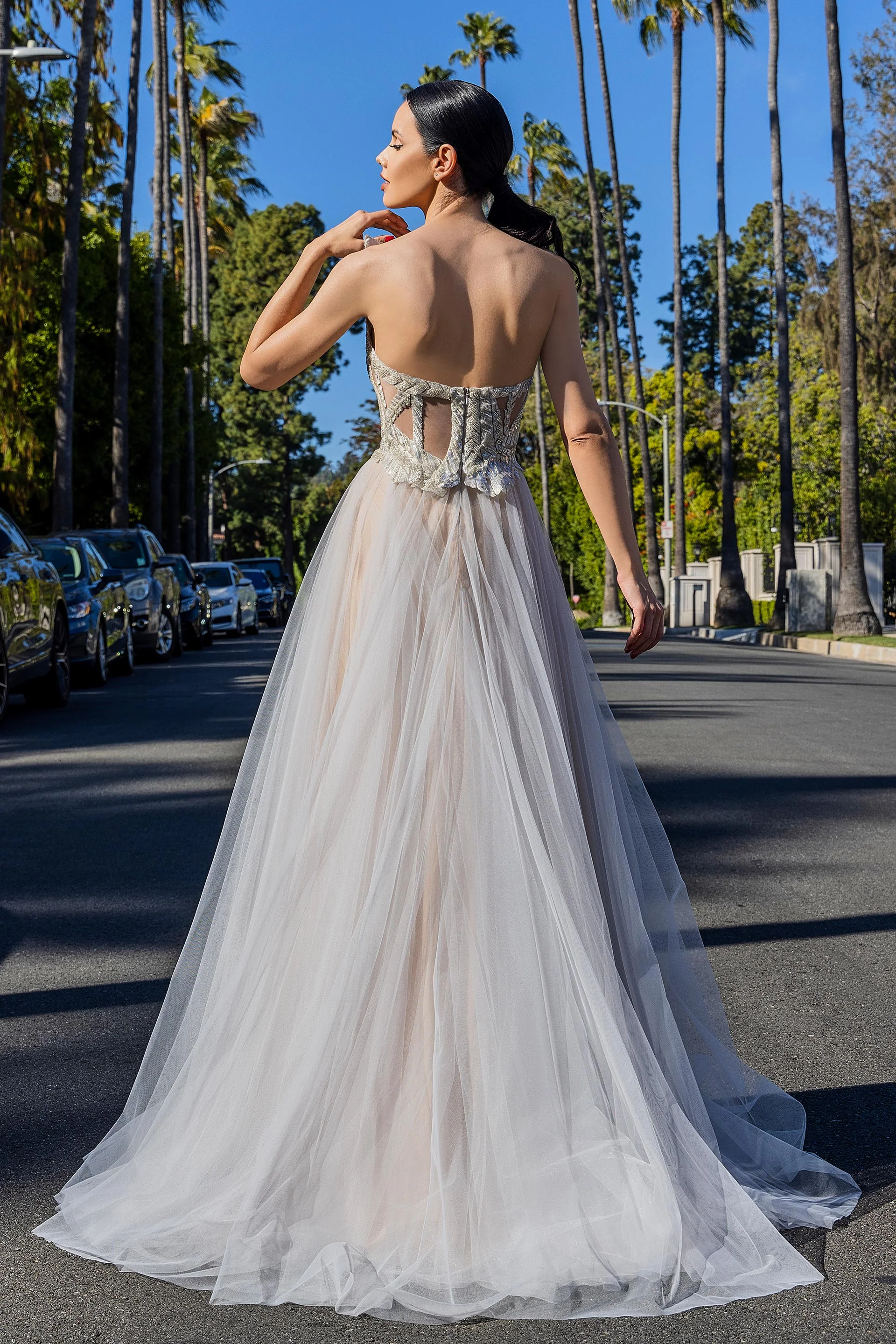 Rochie de seara din tul si broderie cu aplicatii CA1420 - Image 2