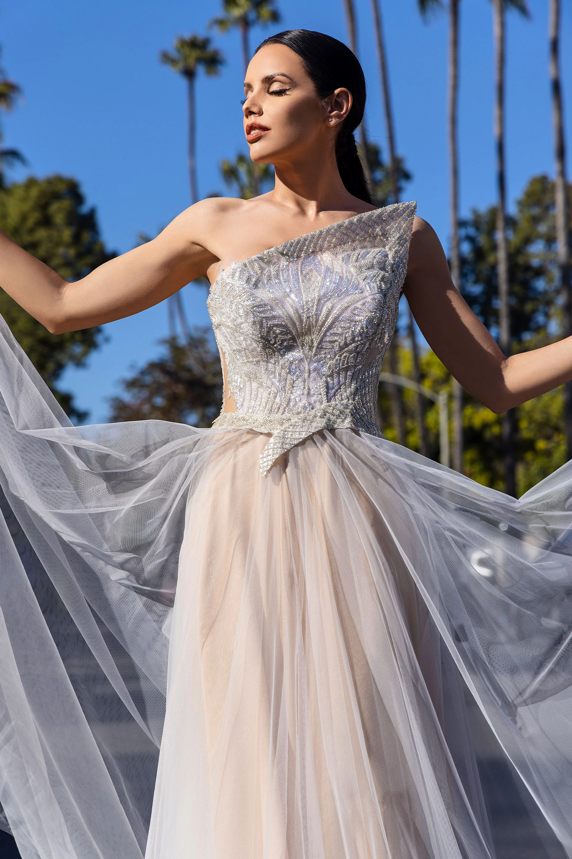 Rochie de seara din tul si broderie cu aplicatii CA1420 - Image 3
