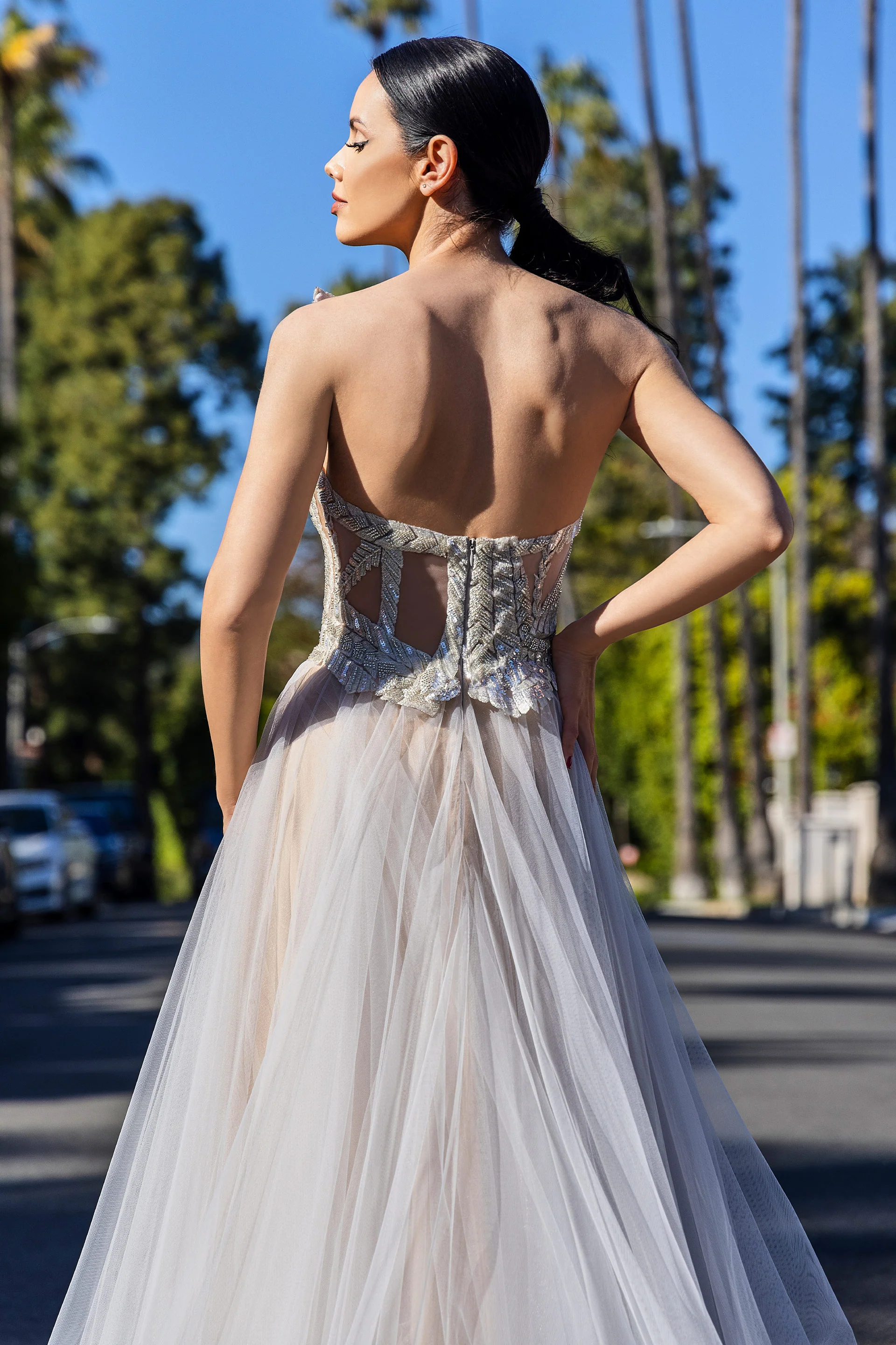 Rochie de seara din tul si broderie cu aplicatii CA1420 - Image 4