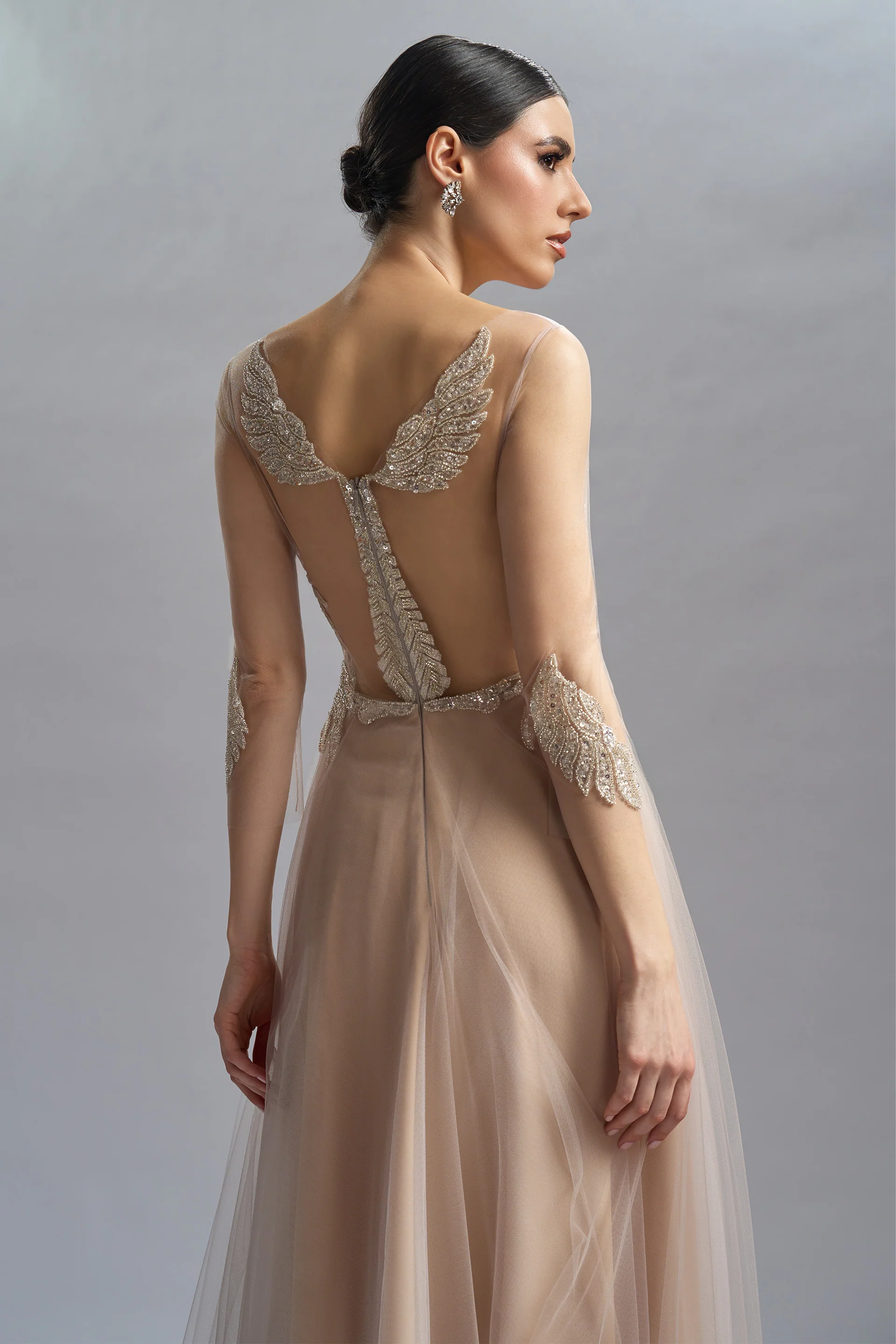 Rochie de seara din tul si broderie cu aplicatii Cynthia CA64 - Image 5
