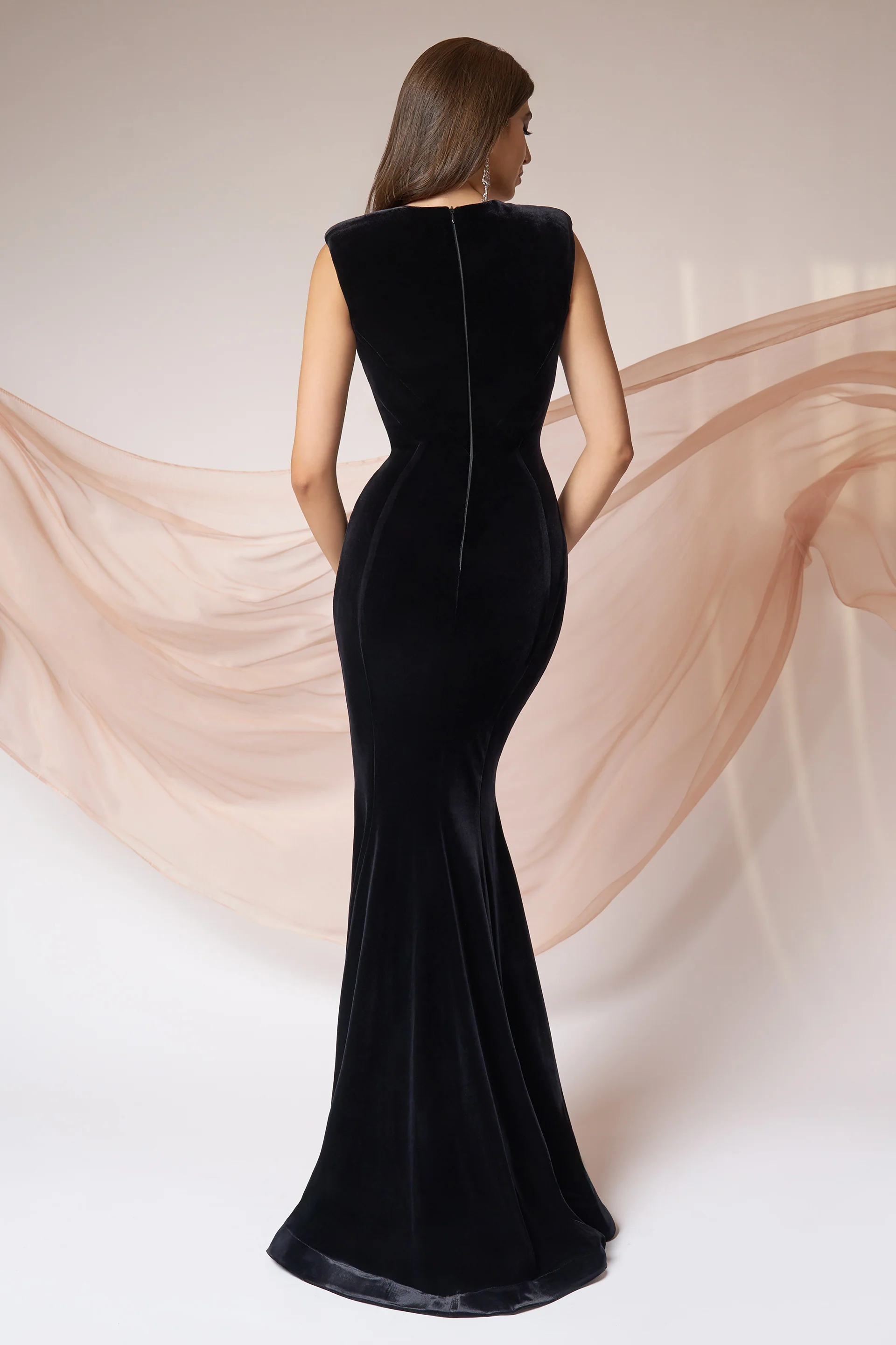 Rochie de seara lunga din catifea Mistero Notte CA35 - Image 9