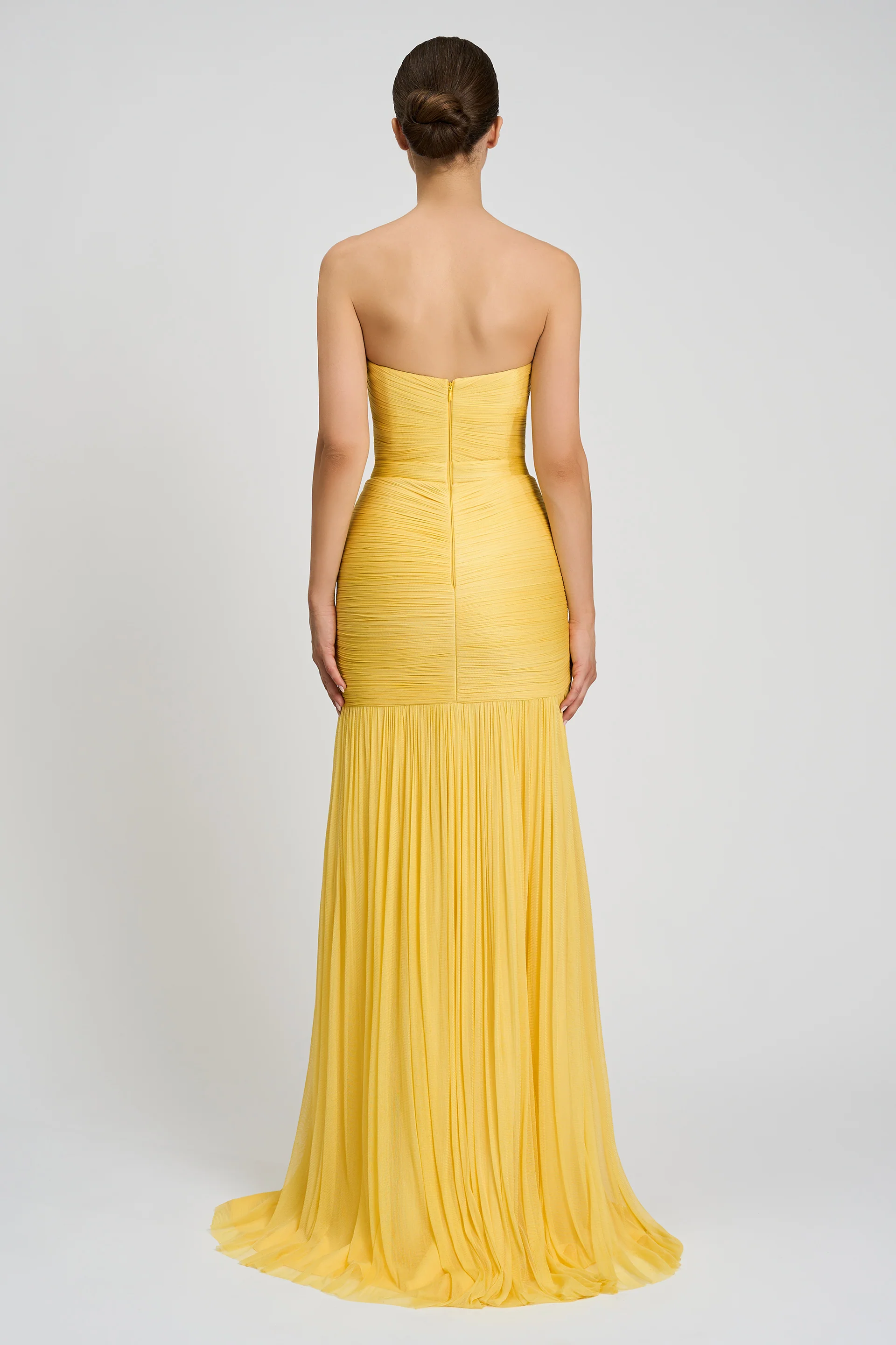 Rochie de seara lunga din fronseuri din matase si slit frontal Calista CA156 - Image 2