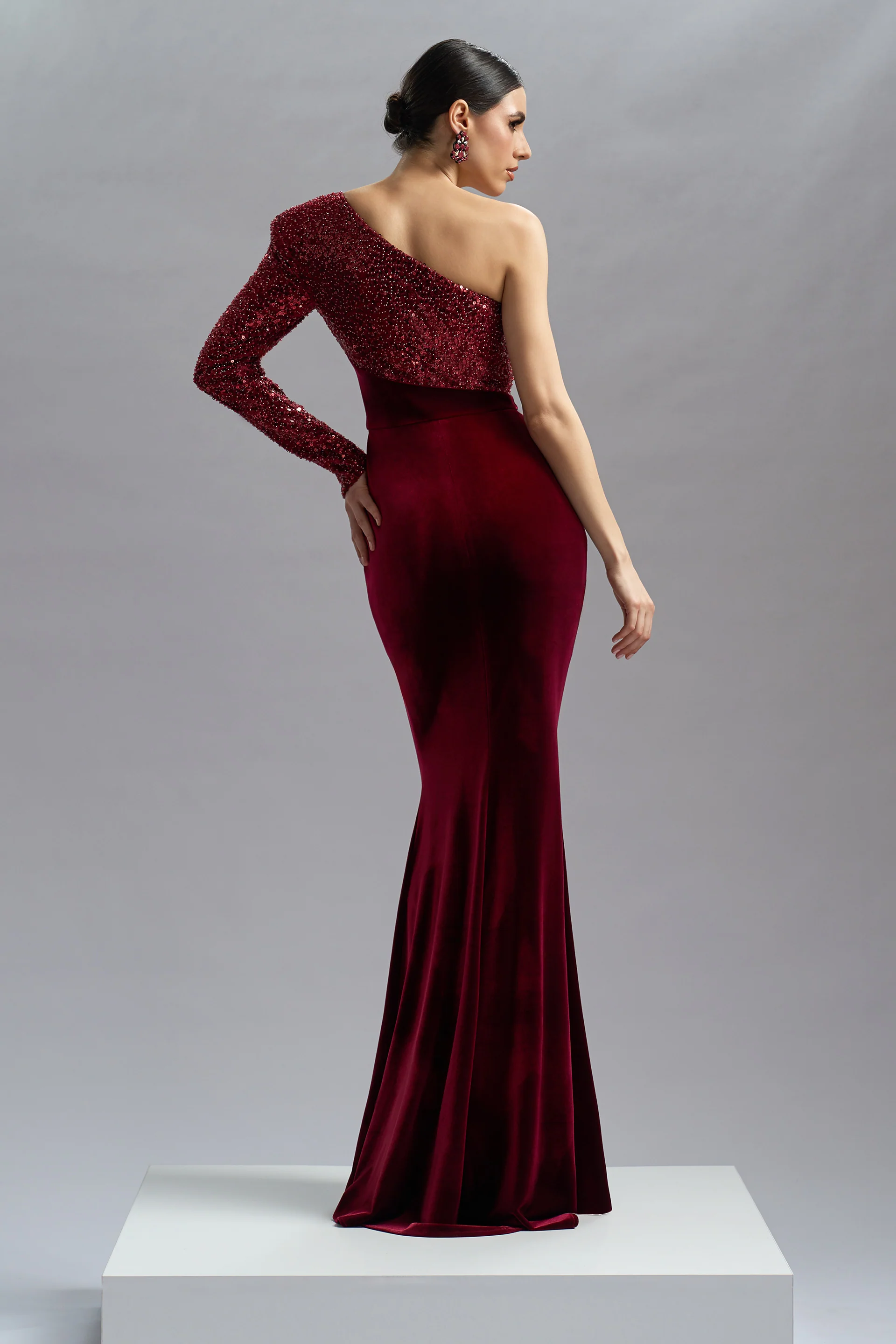 Rochie de seara lunga din paiete si catifea Zephyra CA46 - Image 2