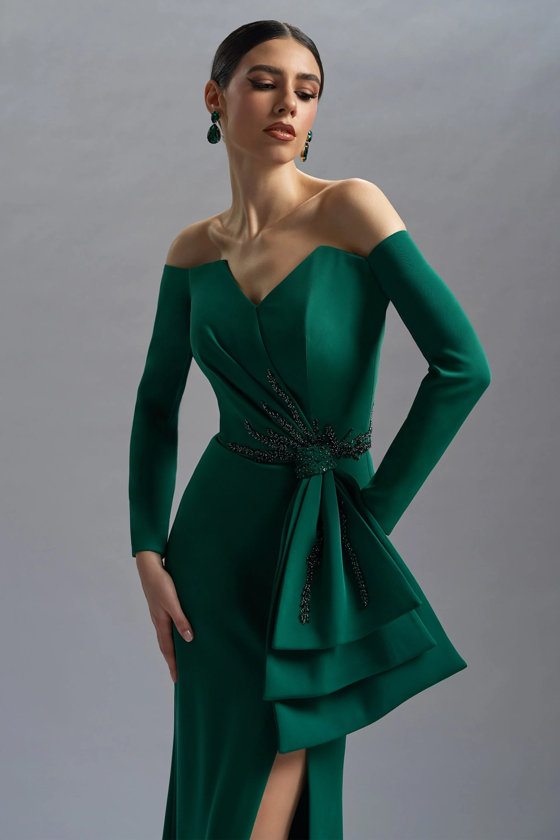 Rochie de seara lunga din triplu voal si broderie Venera CA50_N - Image 4