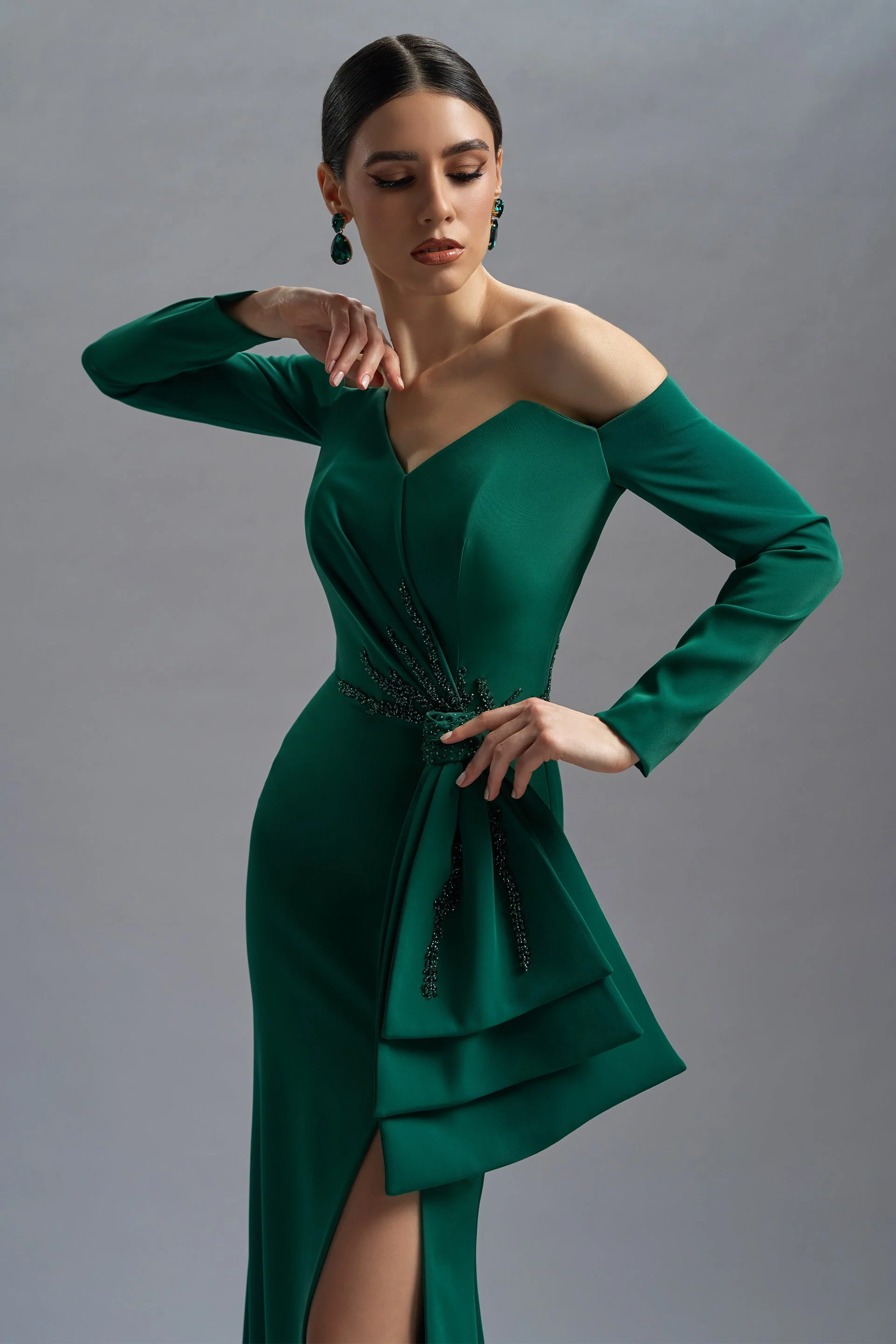 Rochie de seara lunga din triplu voal si broderie Venera CA50_N - Image 5