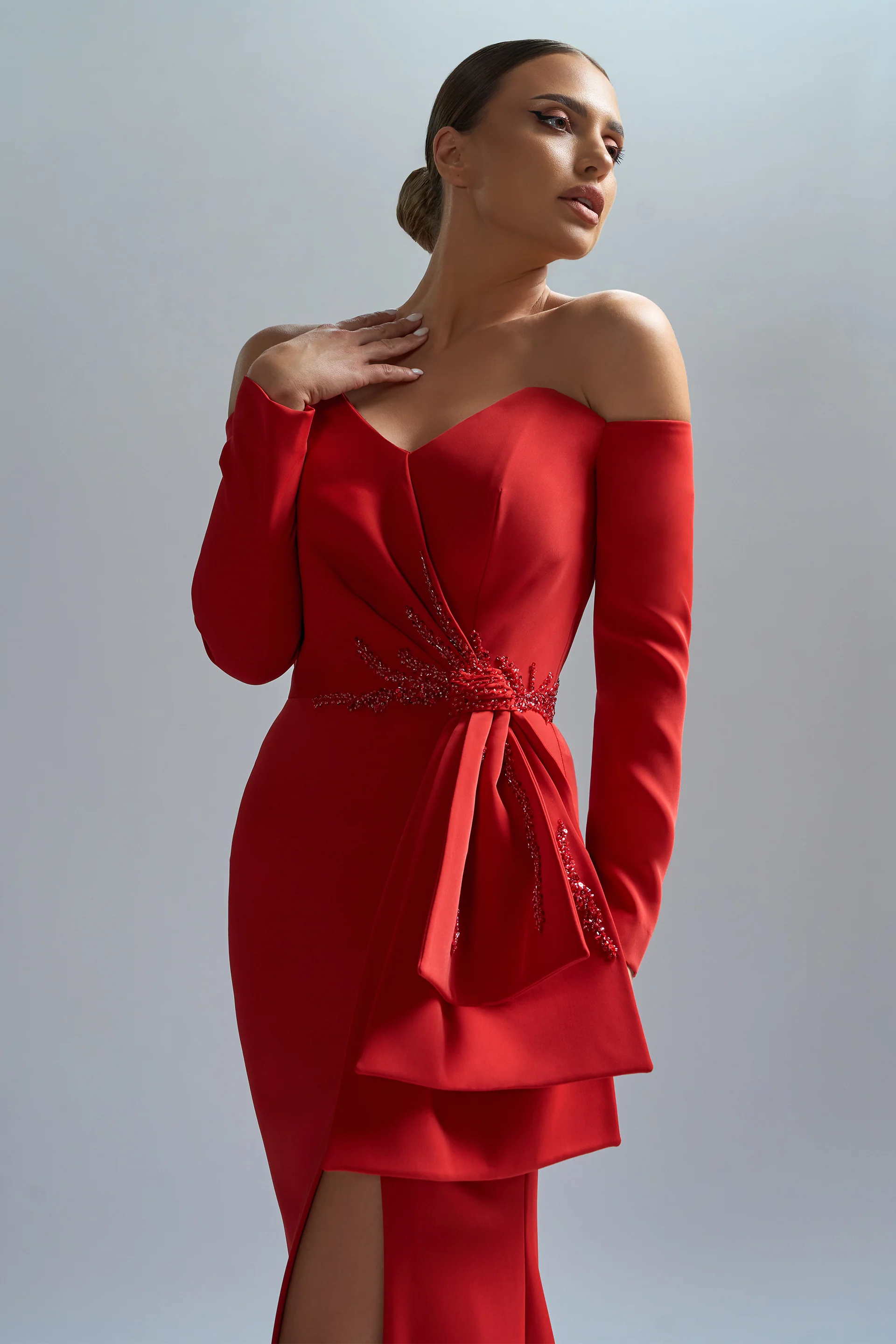 Rochie de seara lunga din triplu voal si broderie Venera CA50_N - Image 8