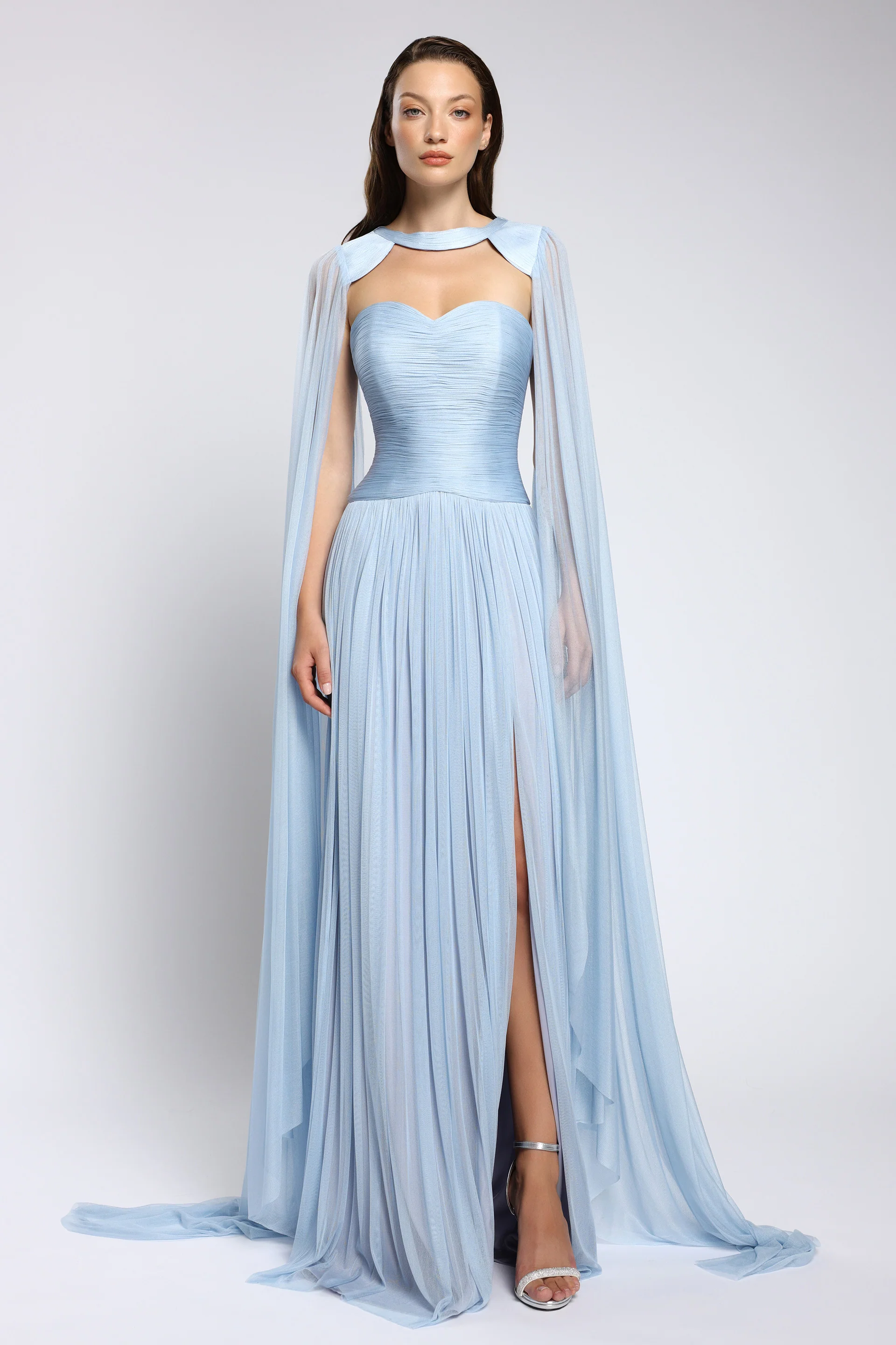 Rochie de seara lunga din tul de matase Nova CA146 - Image 4