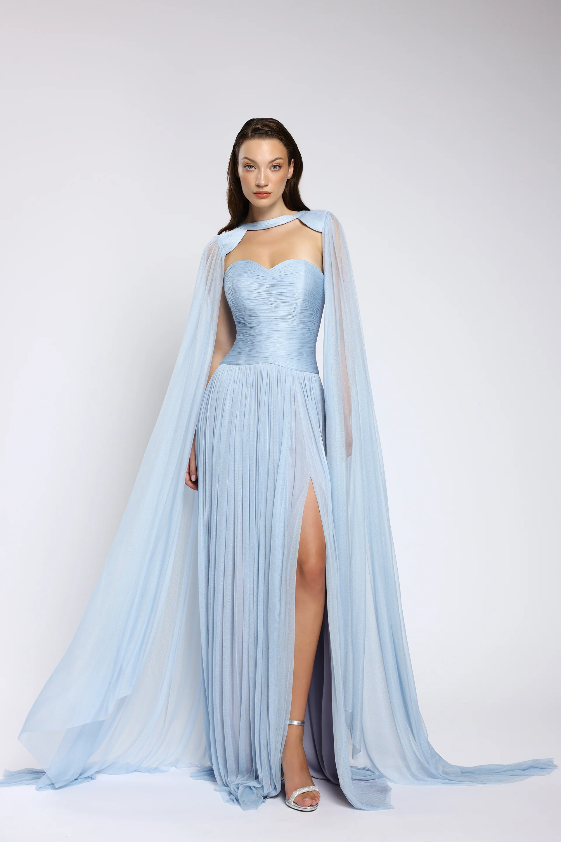 Rochie de seara lunga din tul de matase Nova CA146 - Image 9