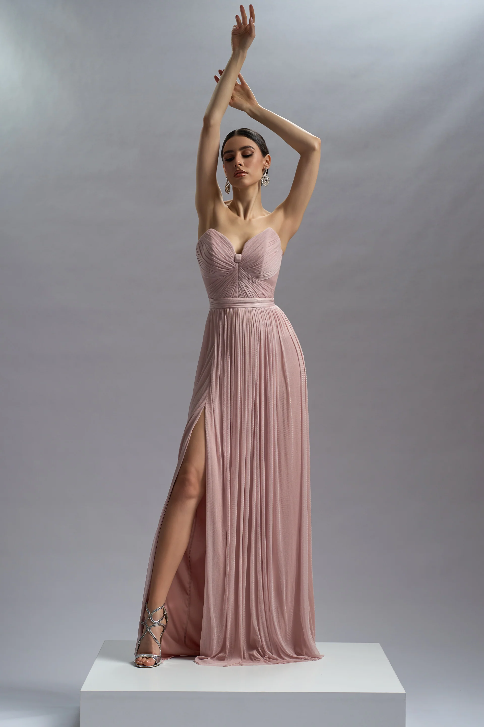 Rochie de seara lunga din tul de matase Pandora CA72 - Image 50