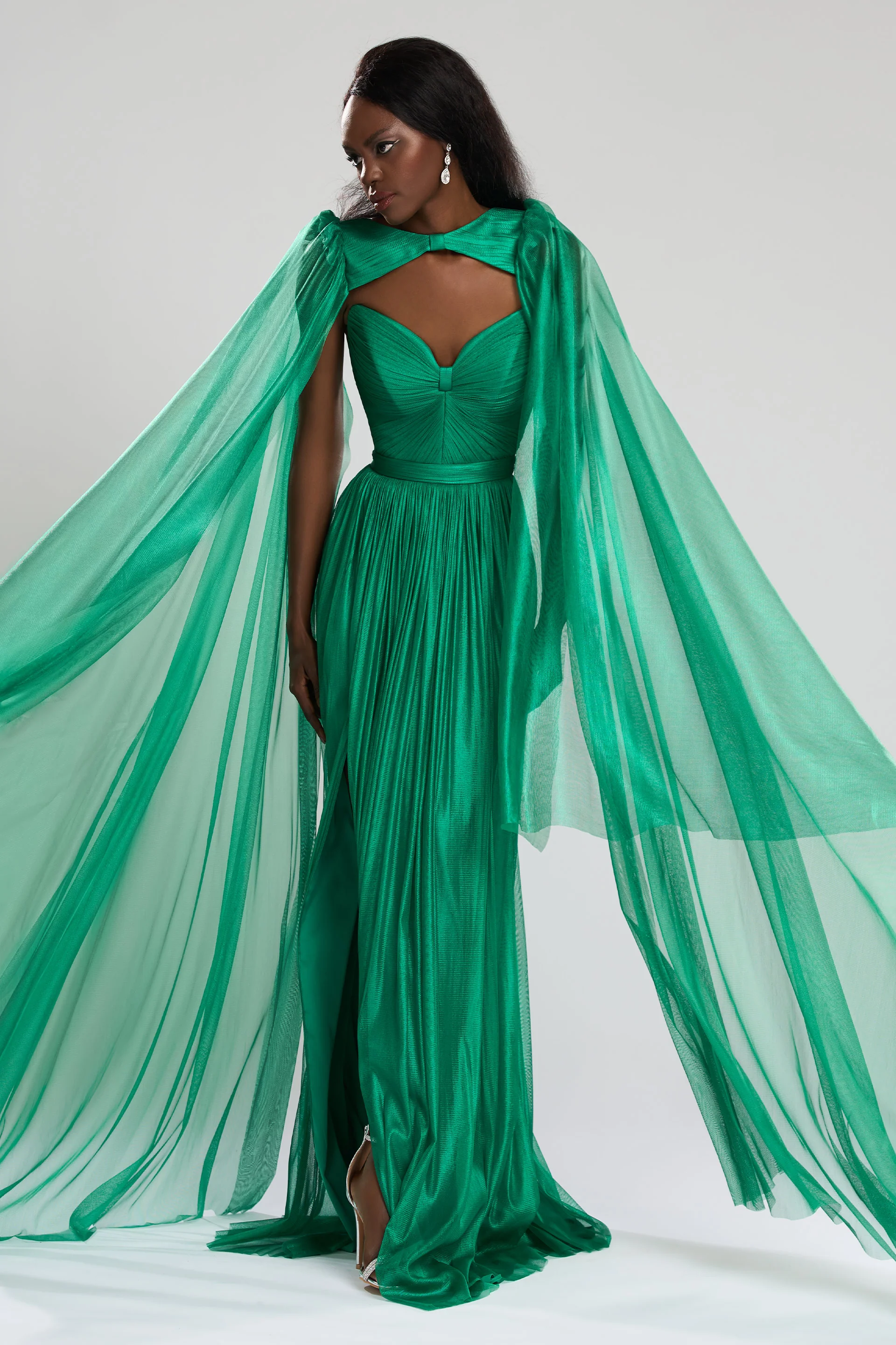 Rochie de seara lunga din tul de matase peliculizat  Esther CA106 - Image 6