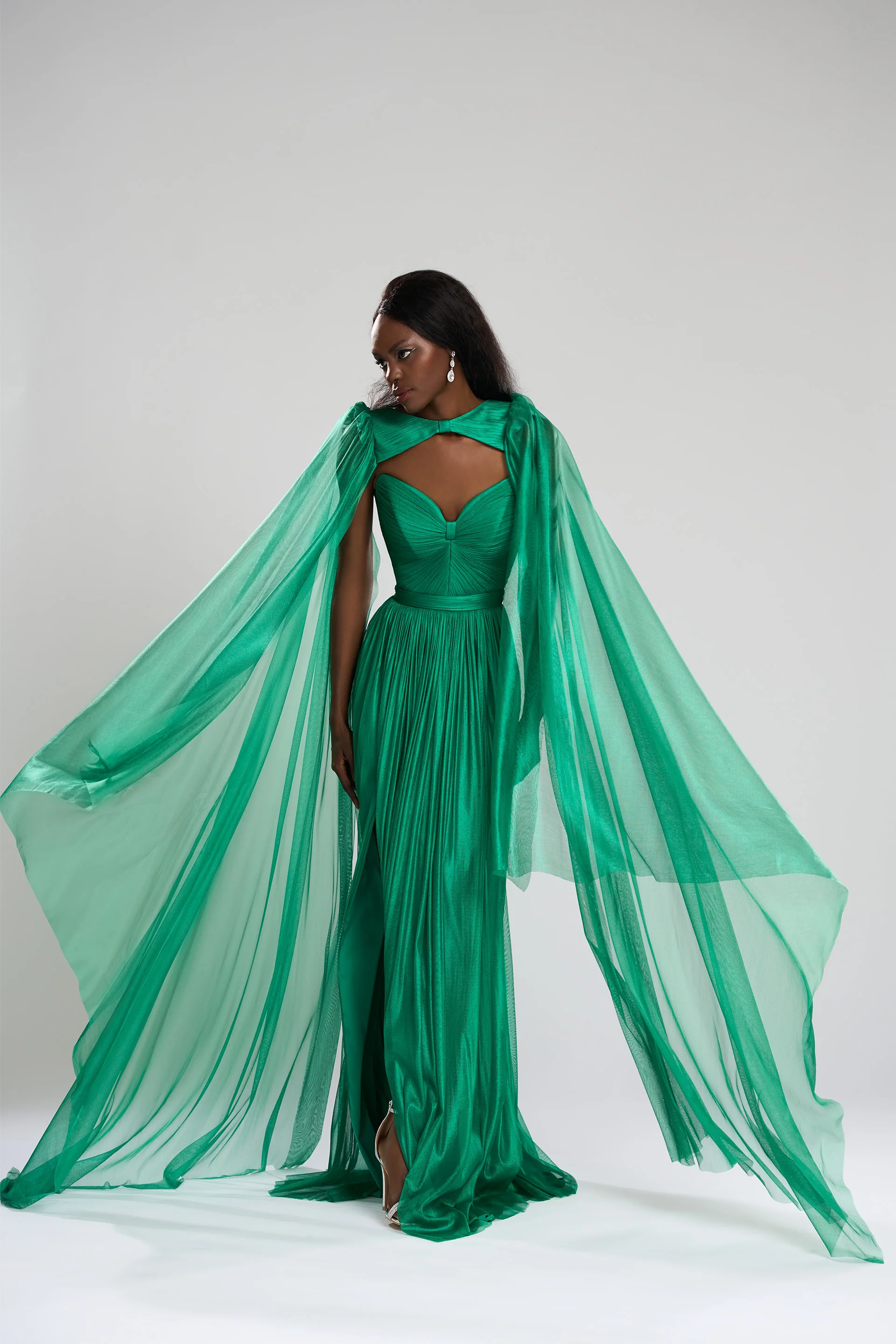 Rochie de seara lunga din tul de matase peliculizat  Esther CA106 - Image 7