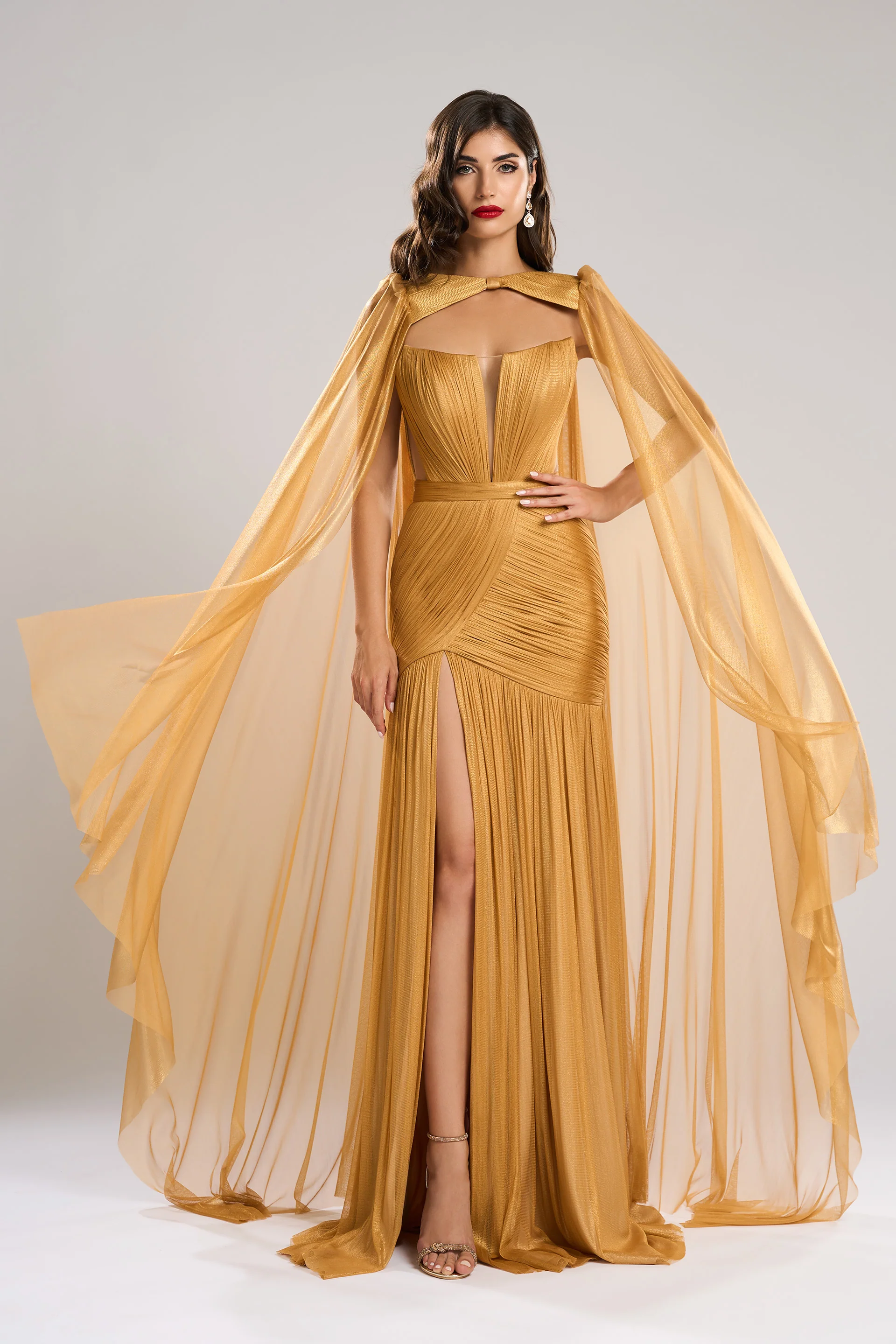 Rochie de seara lunga din tul de matase peliculizat Josephine CA103 - Image 5