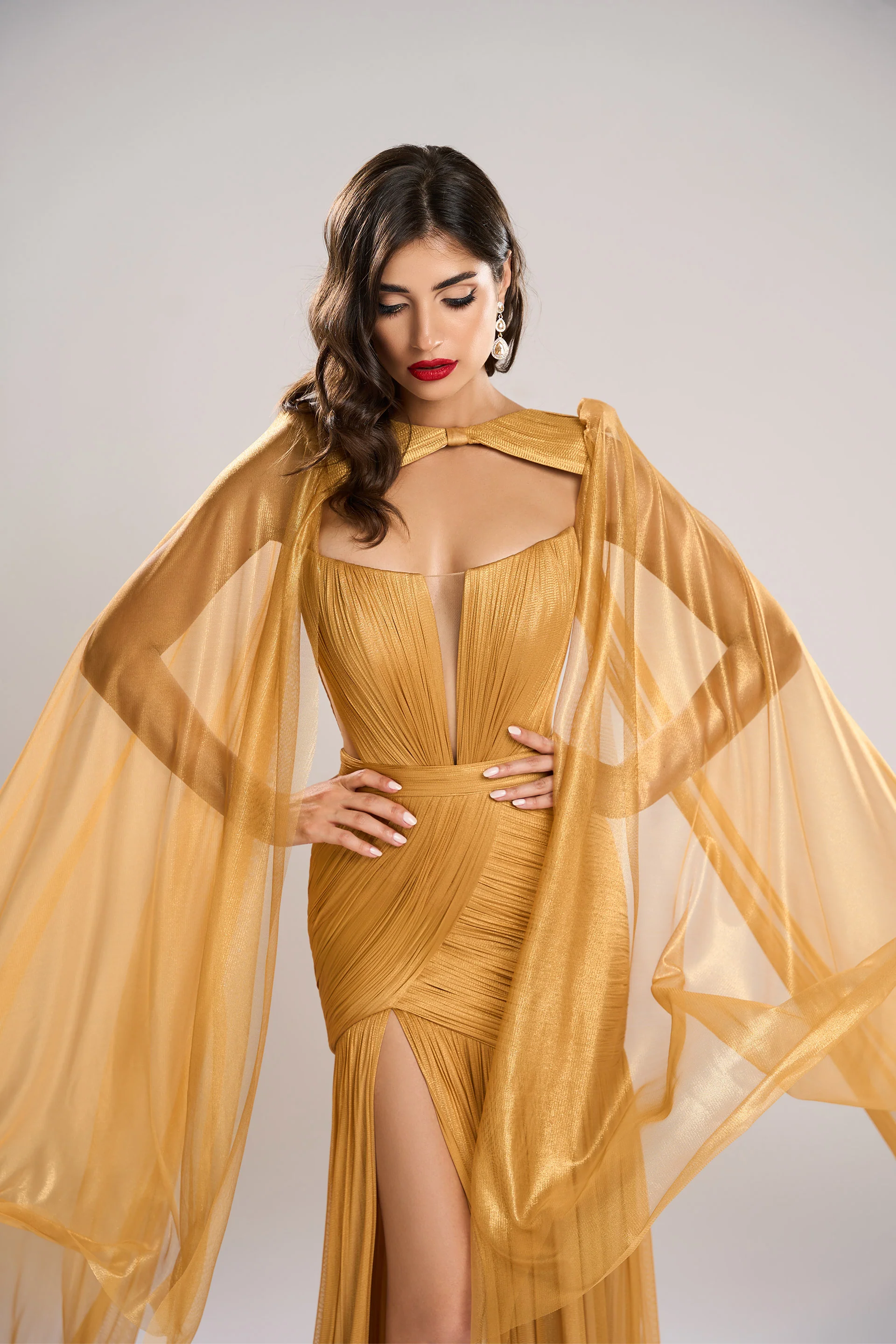 Rochie de seara lunga din tul de matase peliculizat Josephine CA103 - Image 6