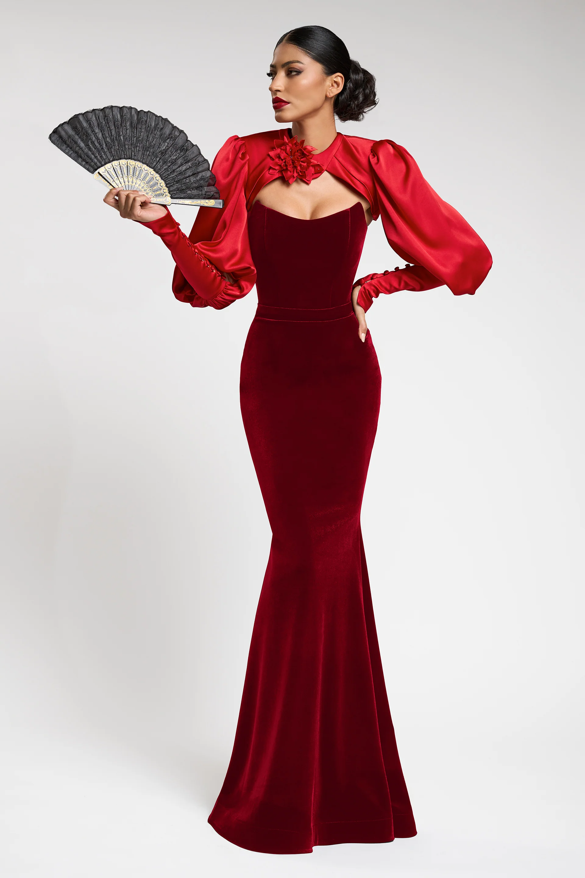 Rochie de seara lunga tip sirena confectionata din catifea Alejandra CA121 - Image 18