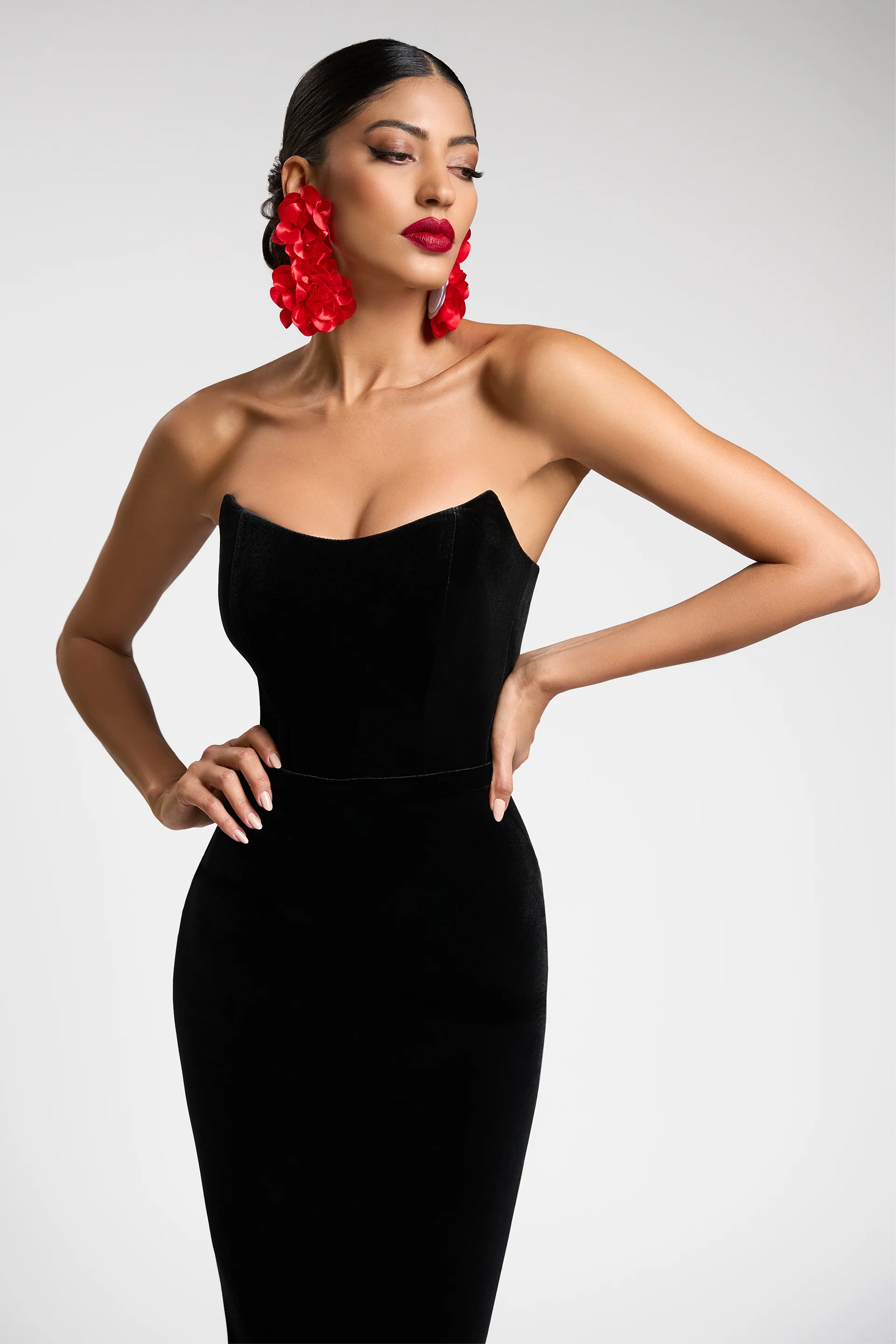 Rochie de seara lunga tip sirena confectionata din catifea Alejandra CA121 - Image 3