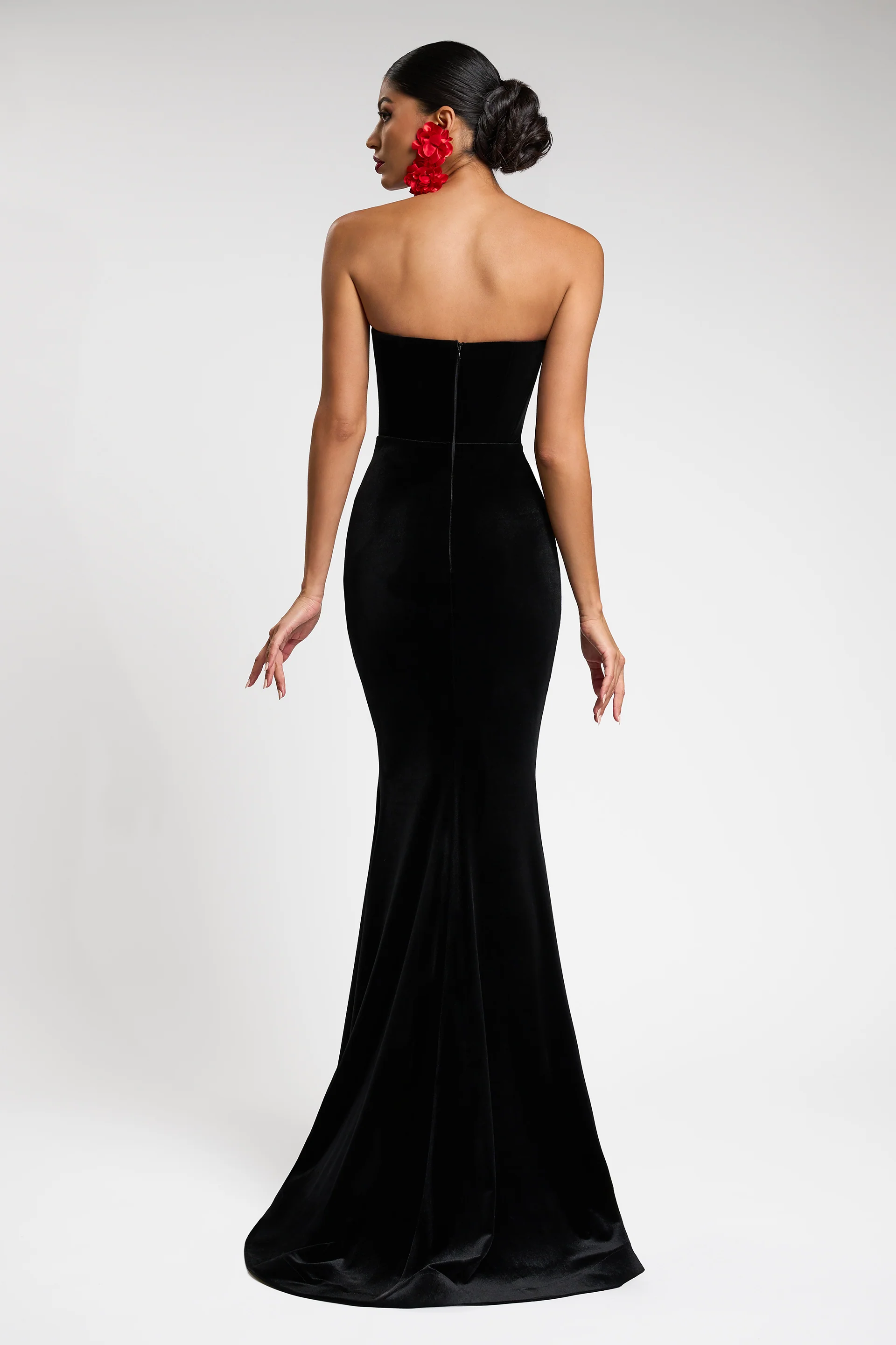 Rochie de seara lunga tip sirena confectionata din catifea Alejandra CA121 - Image 4