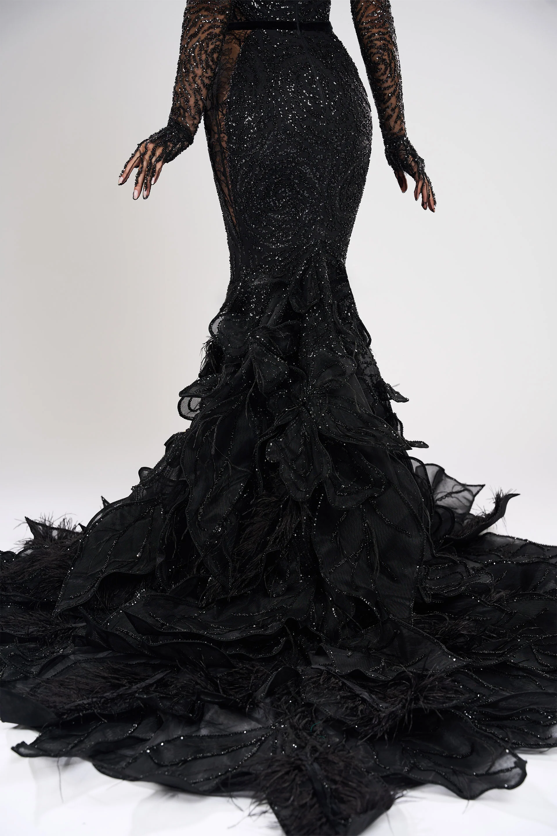 Rochie de seara realizata din broderie cu aplicatii si dantela Elizabeth CA92 - Image 13