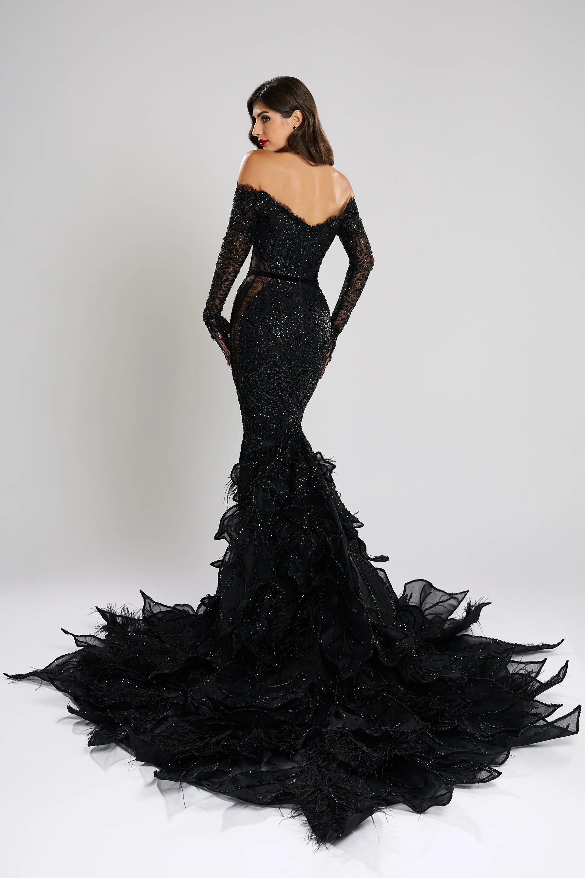 Rochie de seara realizata din broderie cu aplicatii si dantela Elizabeth CA92 - Image 20