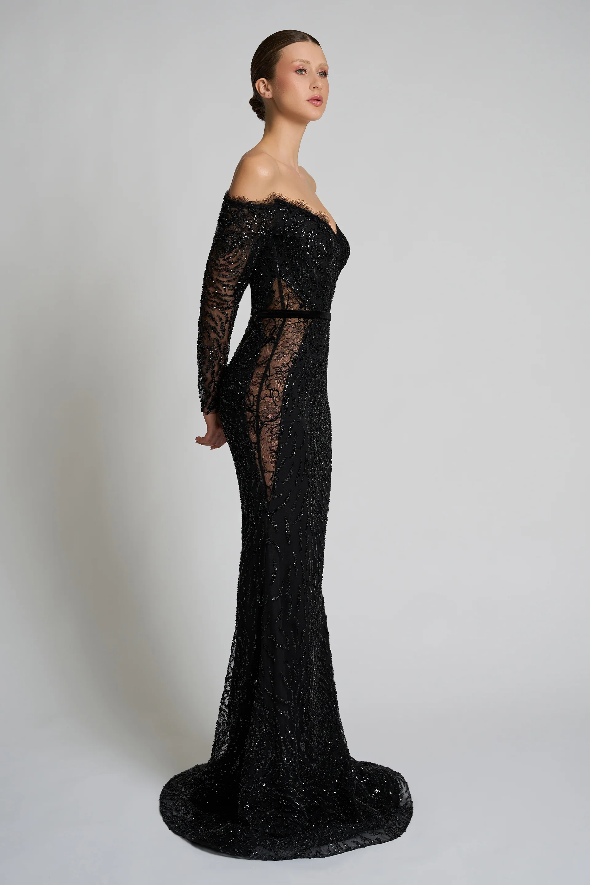 Rochie de seara realizata din broderie cu aplicatii si dantela Jacqueline CA151 - Image 5