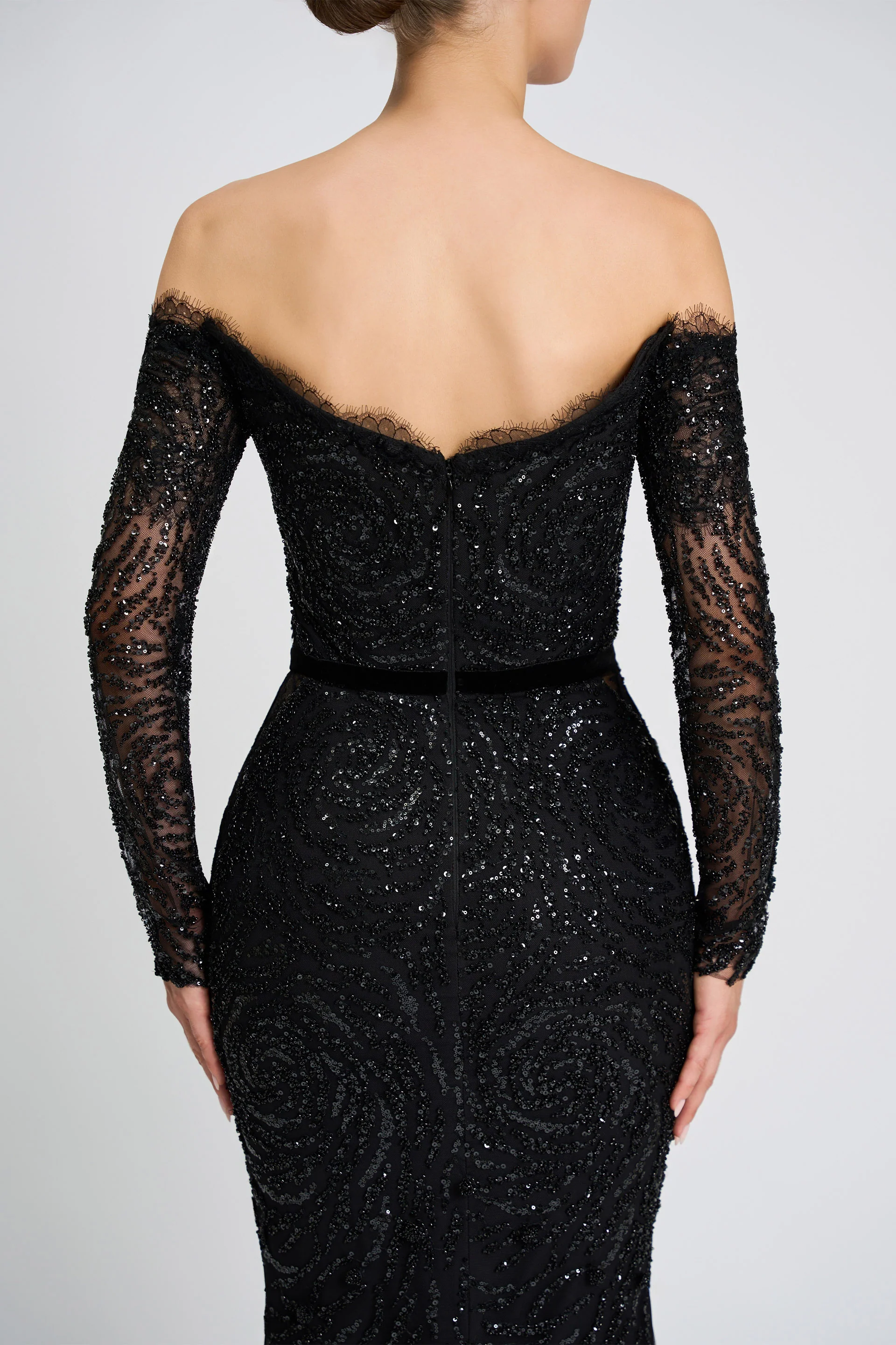 Rochie de seara realizata din broderie cu aplicatii si dantela Jacqueline CA151 - Image 6