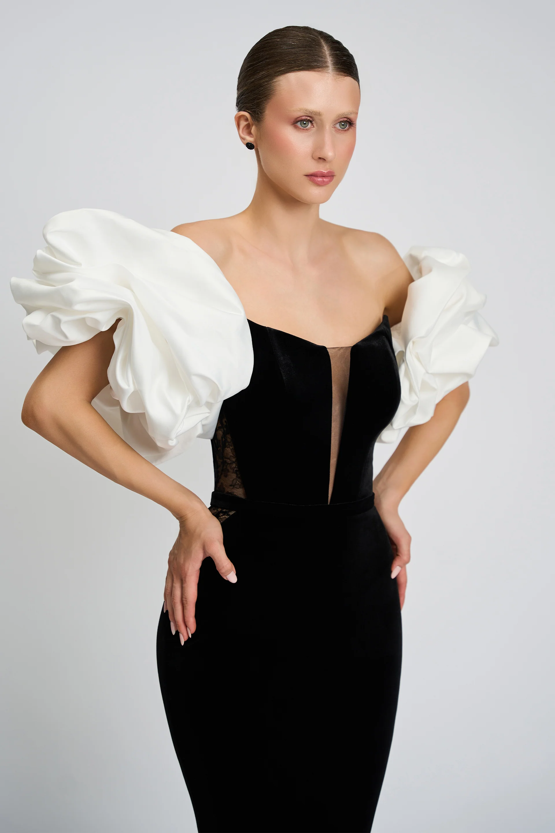Rochie de seara realizata din catifea si dantela Romy CA89 - Image 14