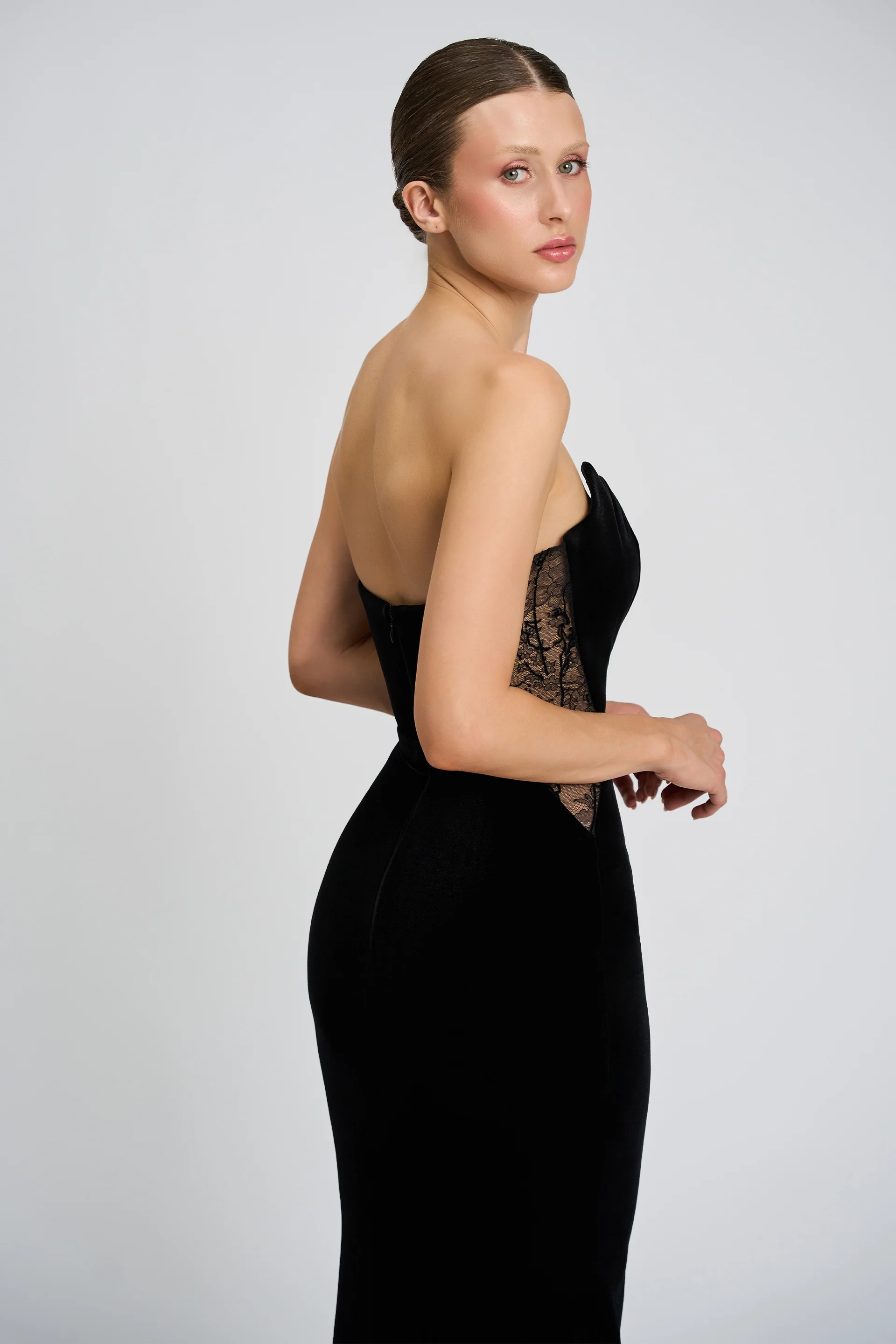 Rochie de seara realizata din catifea si dantela Romy CA89 - Image 5