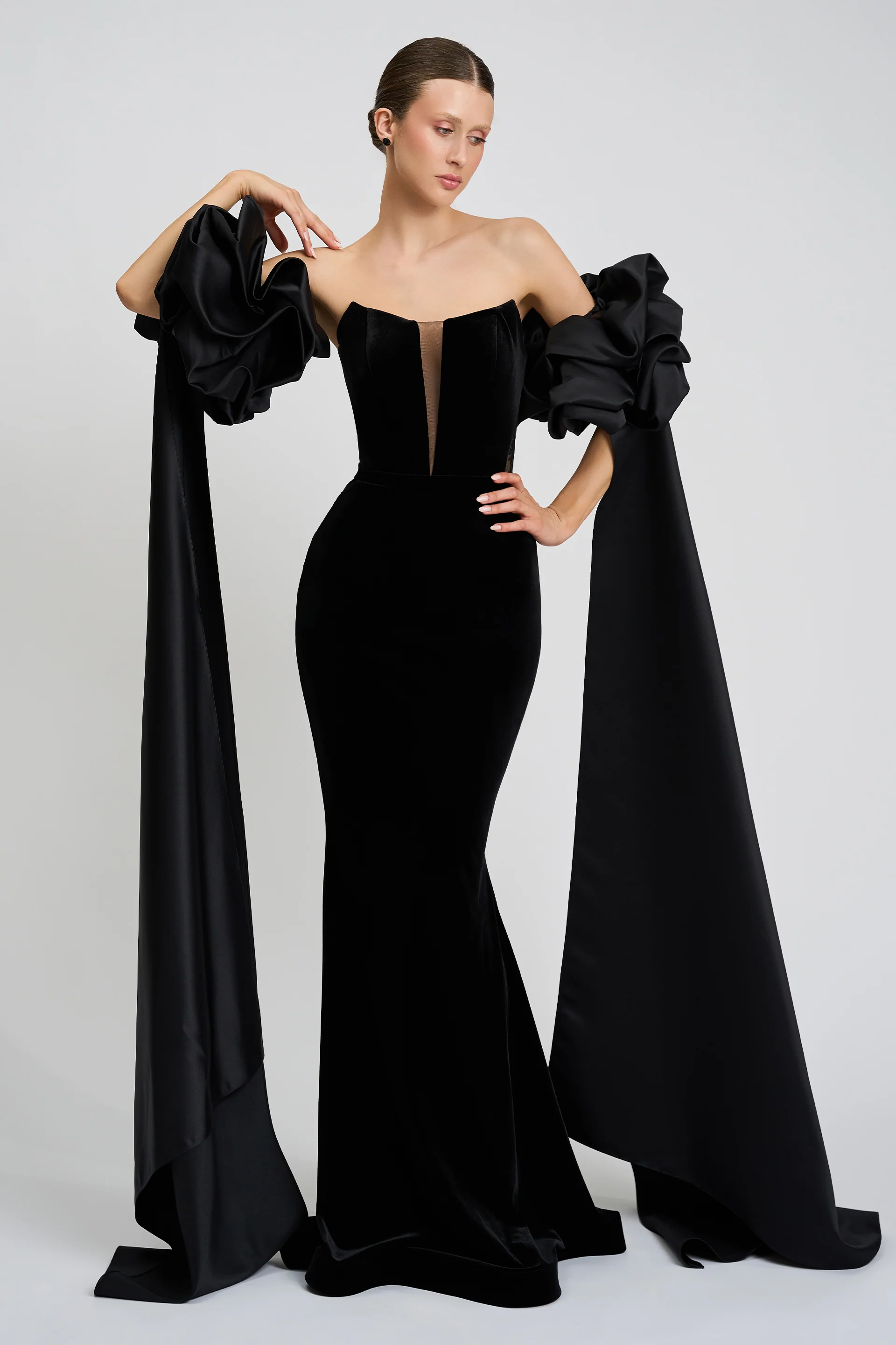 Rochie de seara realizata din catifea si dantela Romy CA89 - Image 7