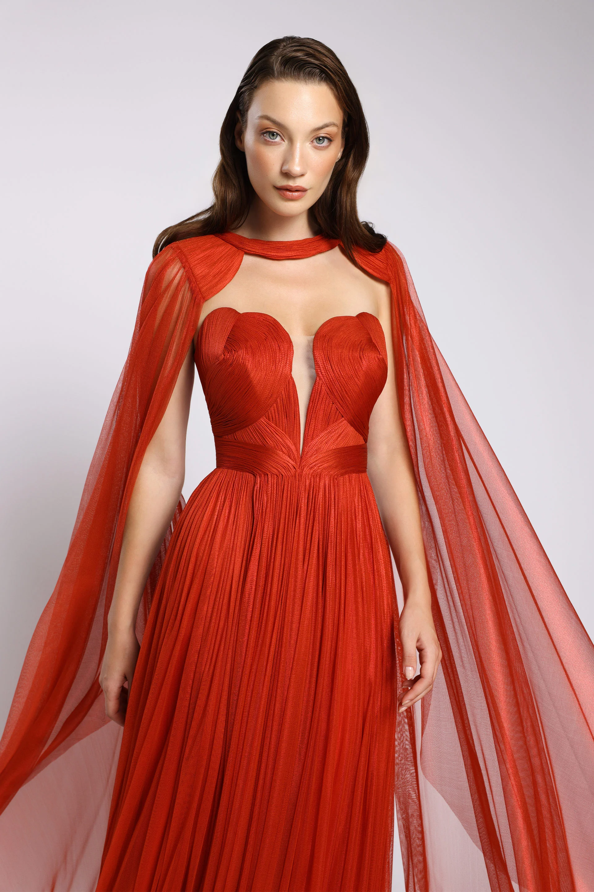 Rochie din tul de matase cu corset sculptat Carolina CA163 - Image 6