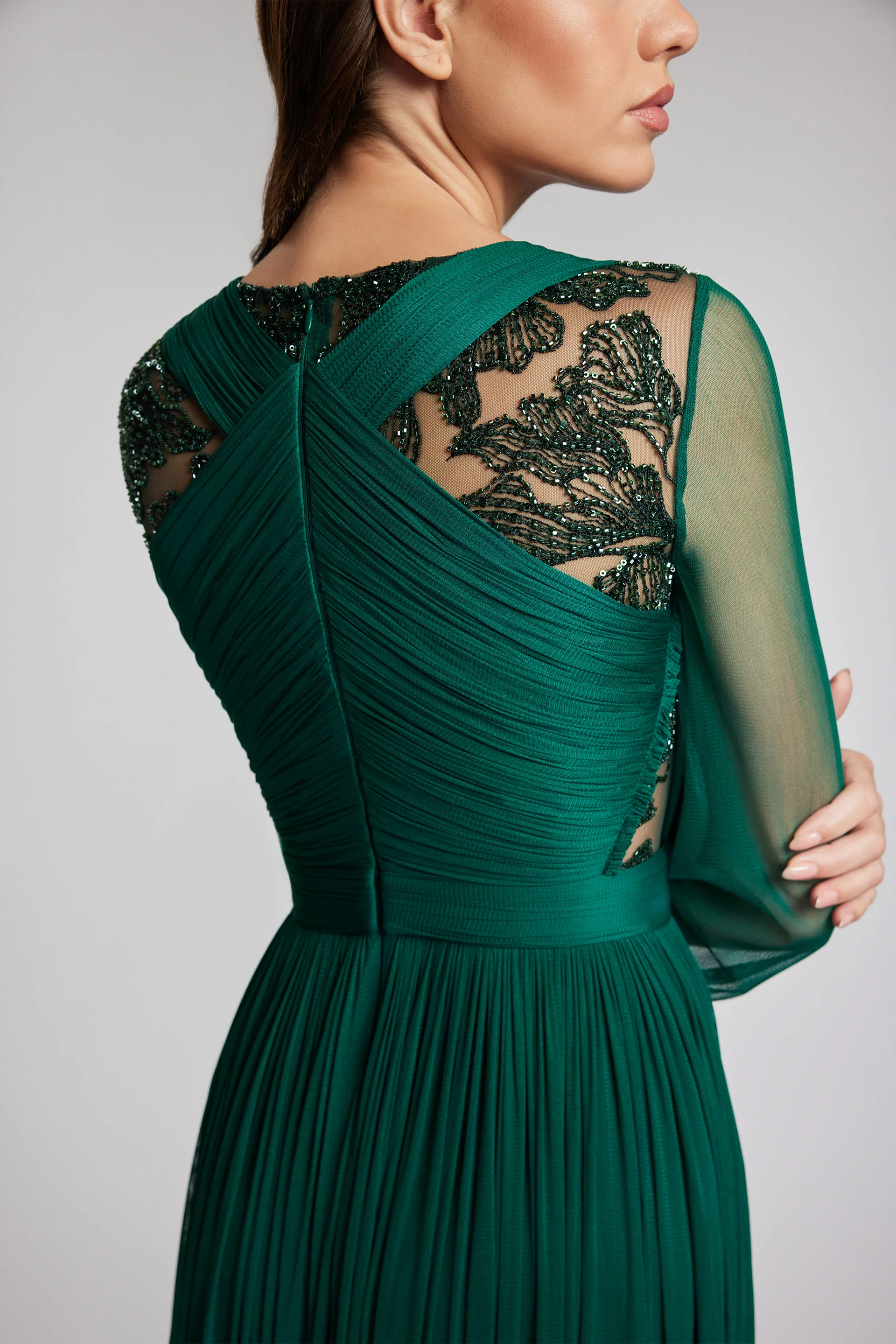 Rochie din tulle de matase natural și dantela lucrata manual Soraya CA173 - Image 5