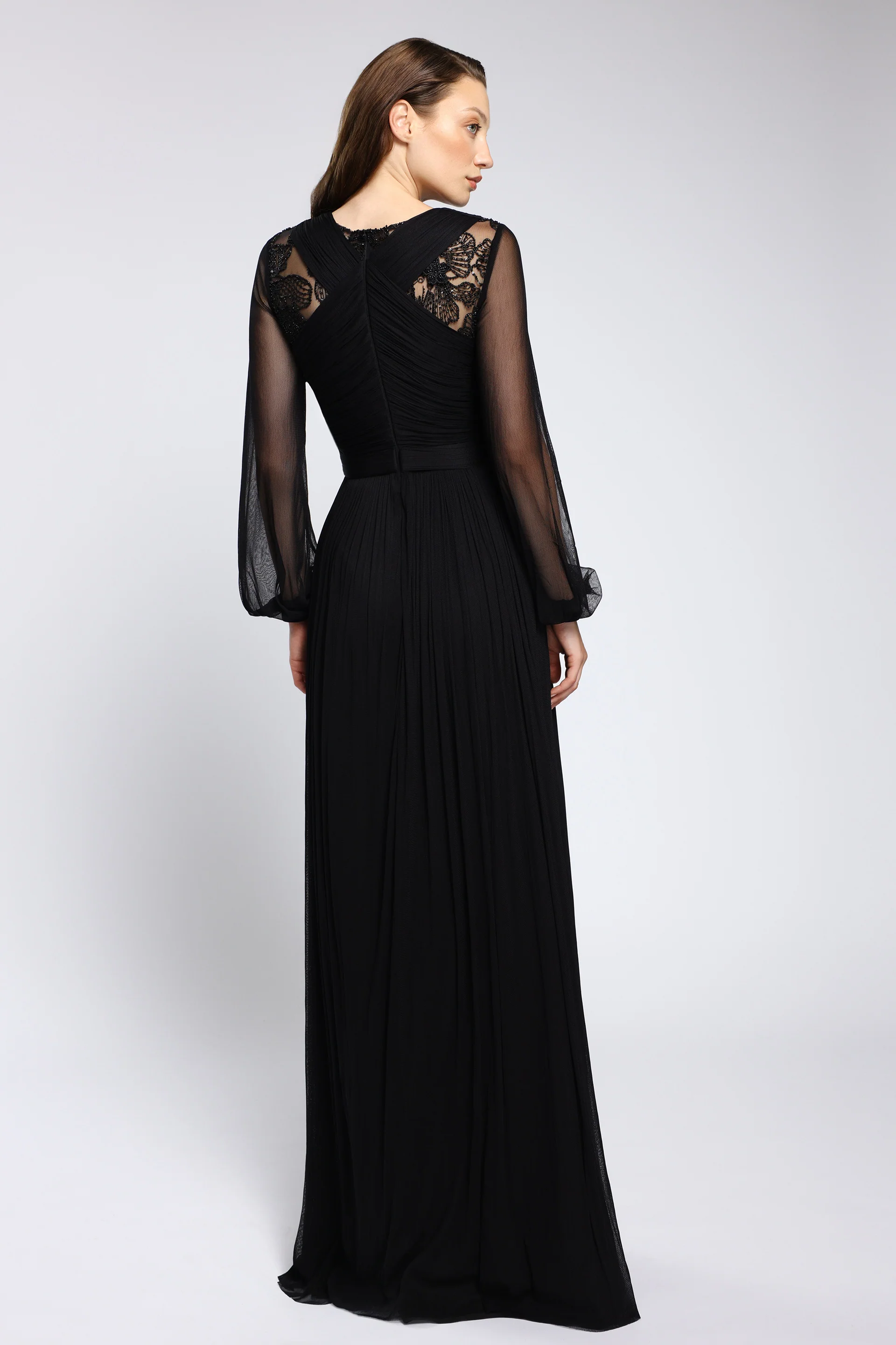 Rochie din tulle de matase natural și dantela lucrata manual Soraya CA173 - Image 7