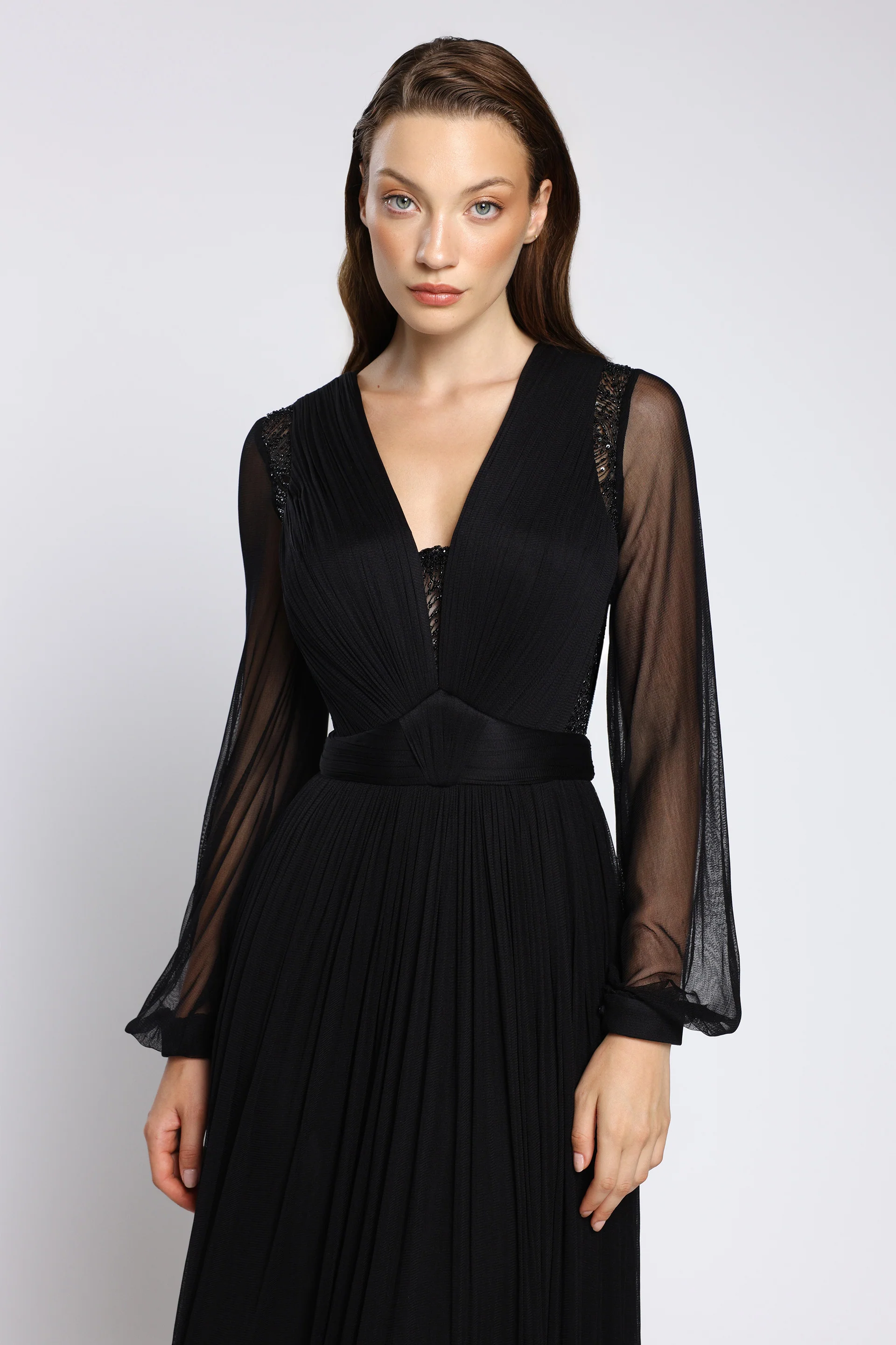 Rochie din tulle de matase natural și dantela lucrata manual Soraya CA173 - Image 4