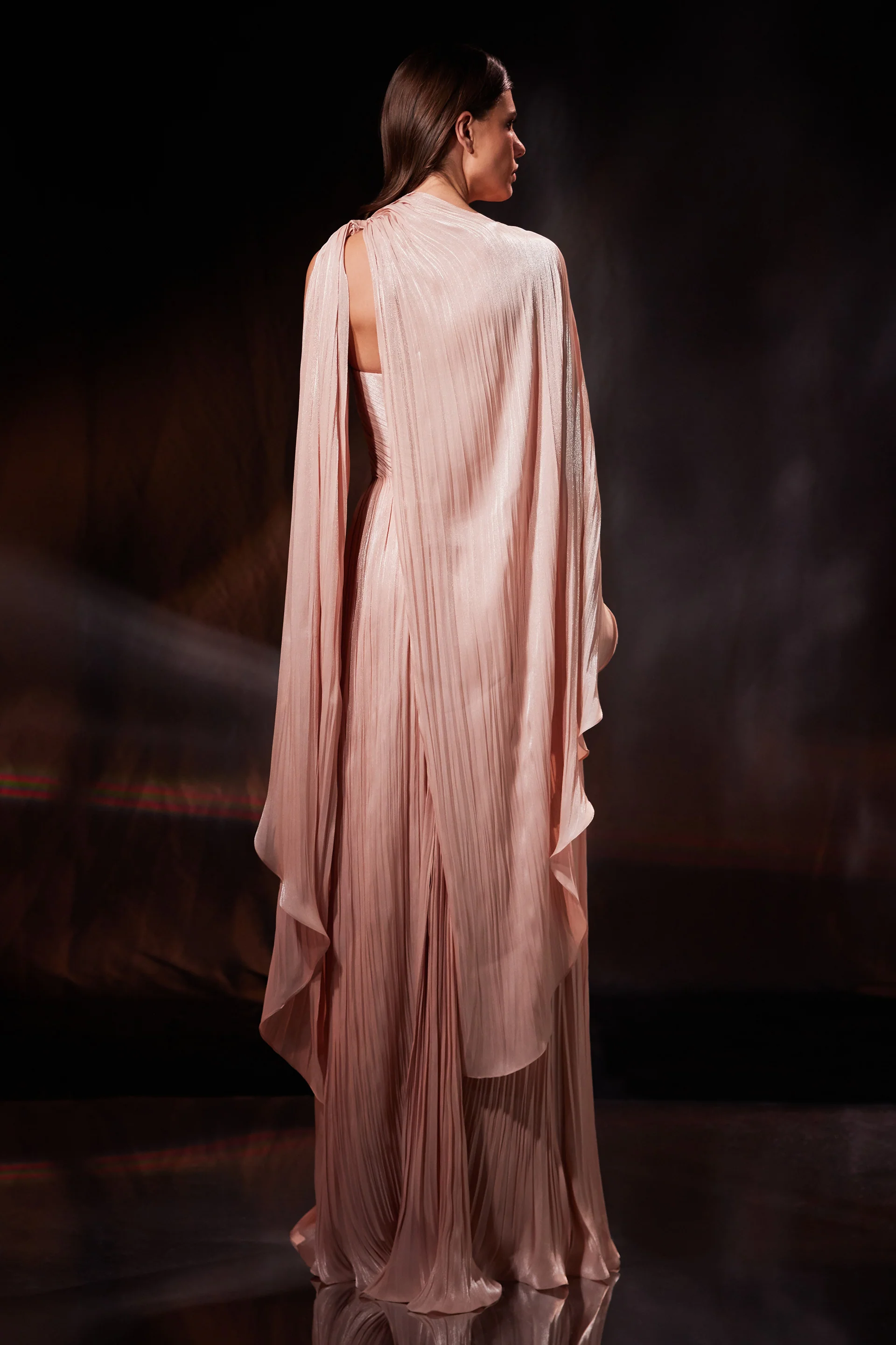 Rochie lunga din chiffon de matase metalizat Beverly CA202 - Image 10