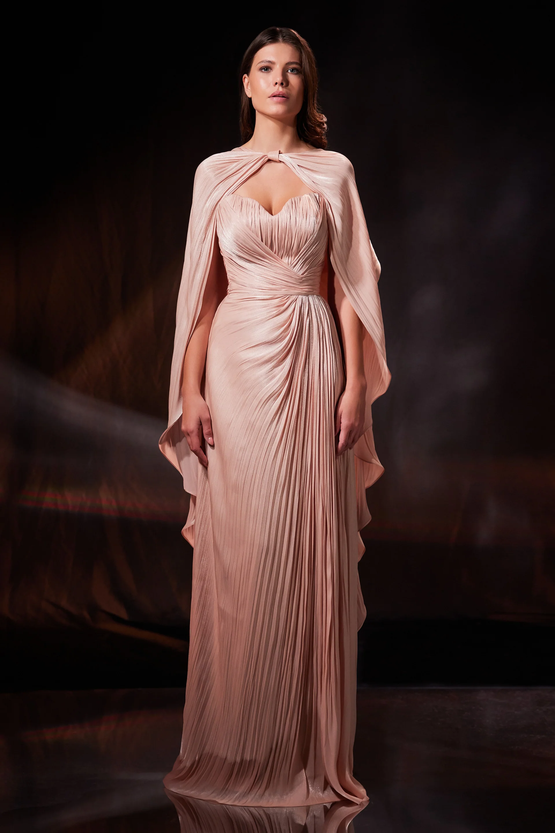 Rochie lunga din chiffon de matase metalizat Beverly CA202 - Image 11