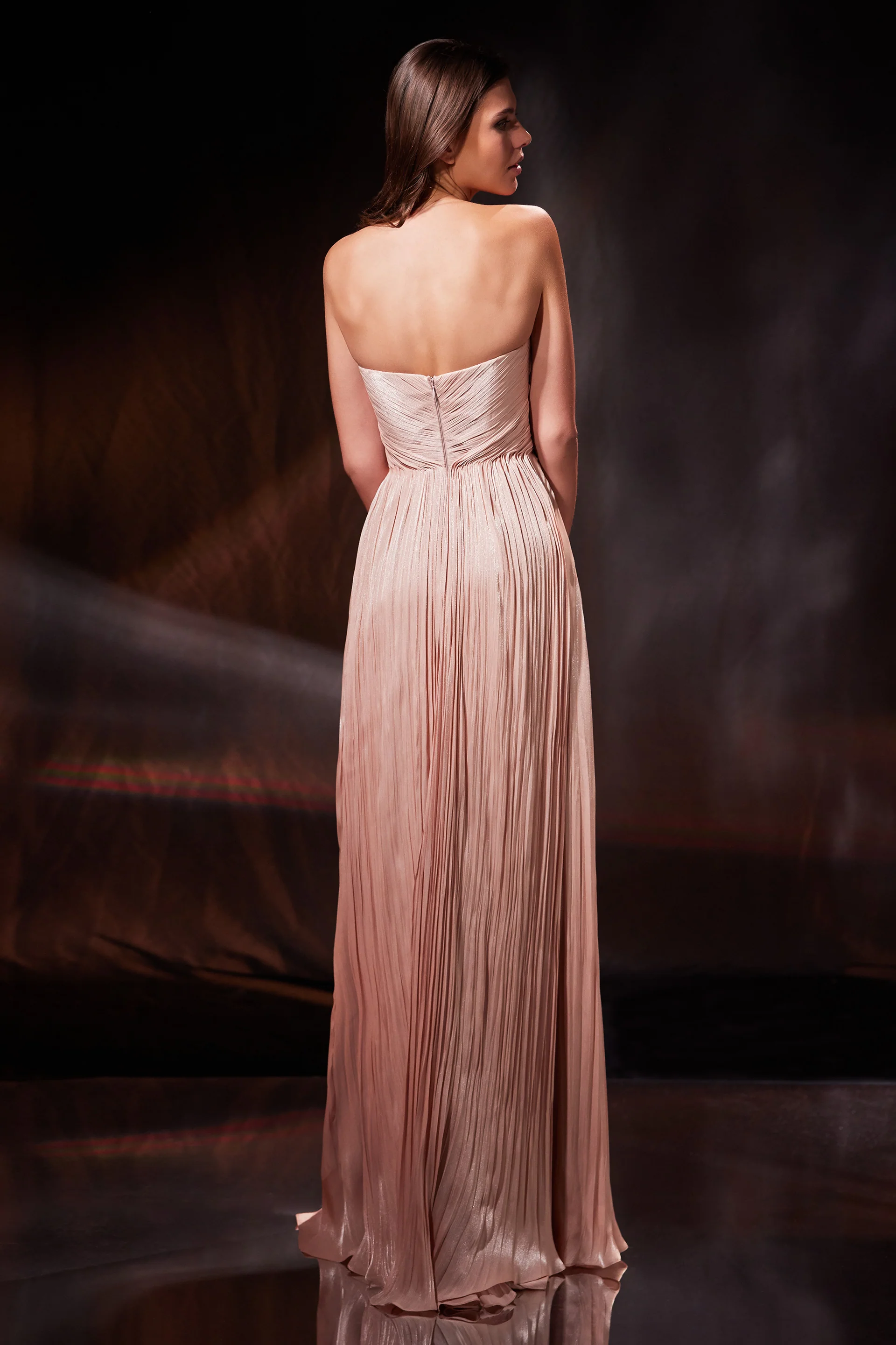 Rochie lunga din chiffon de matase metalizat Beverly CA202 - Image 5
