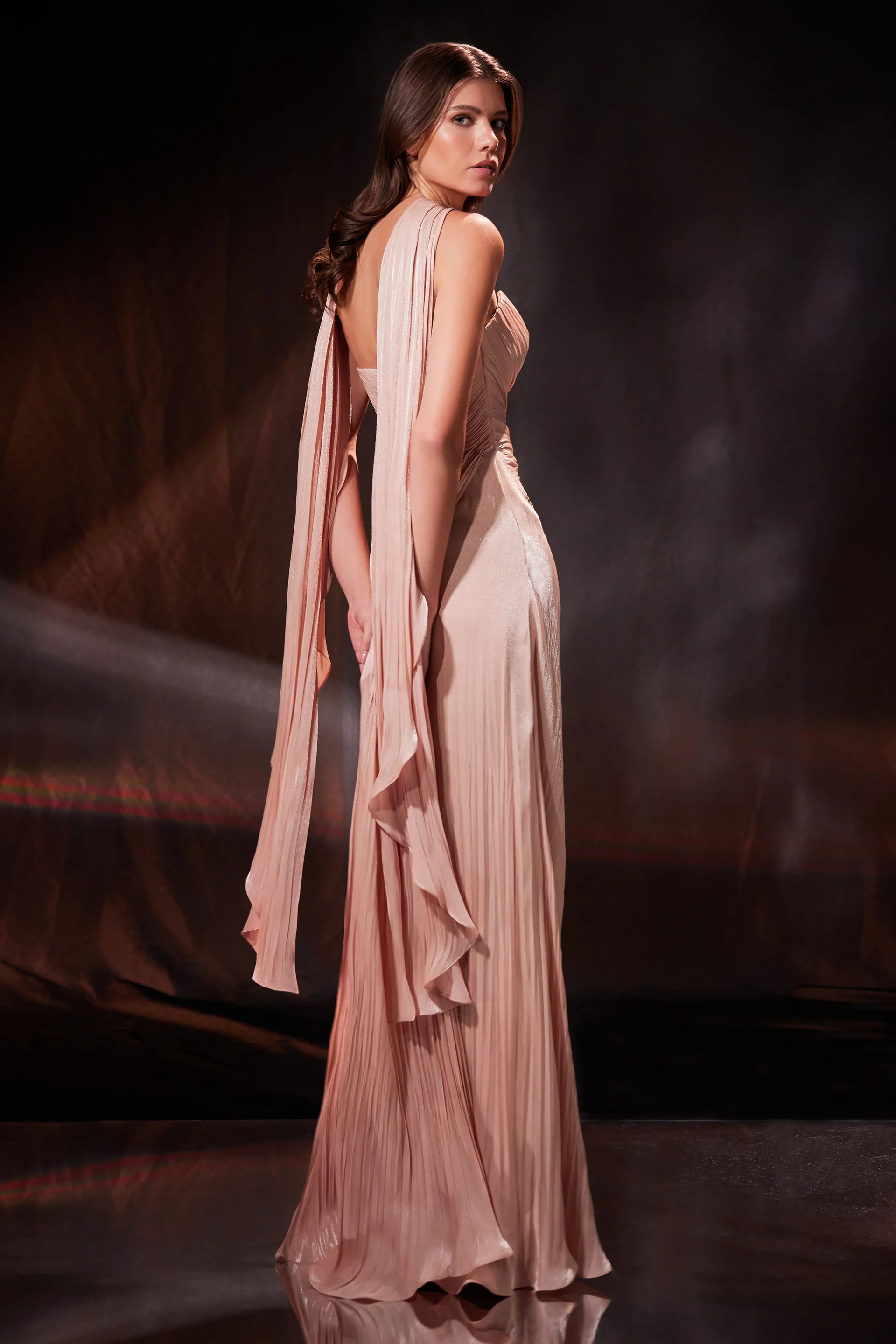 Rochie lunga din chiffon de matase metalizat Beverly CA202 - Image 7
