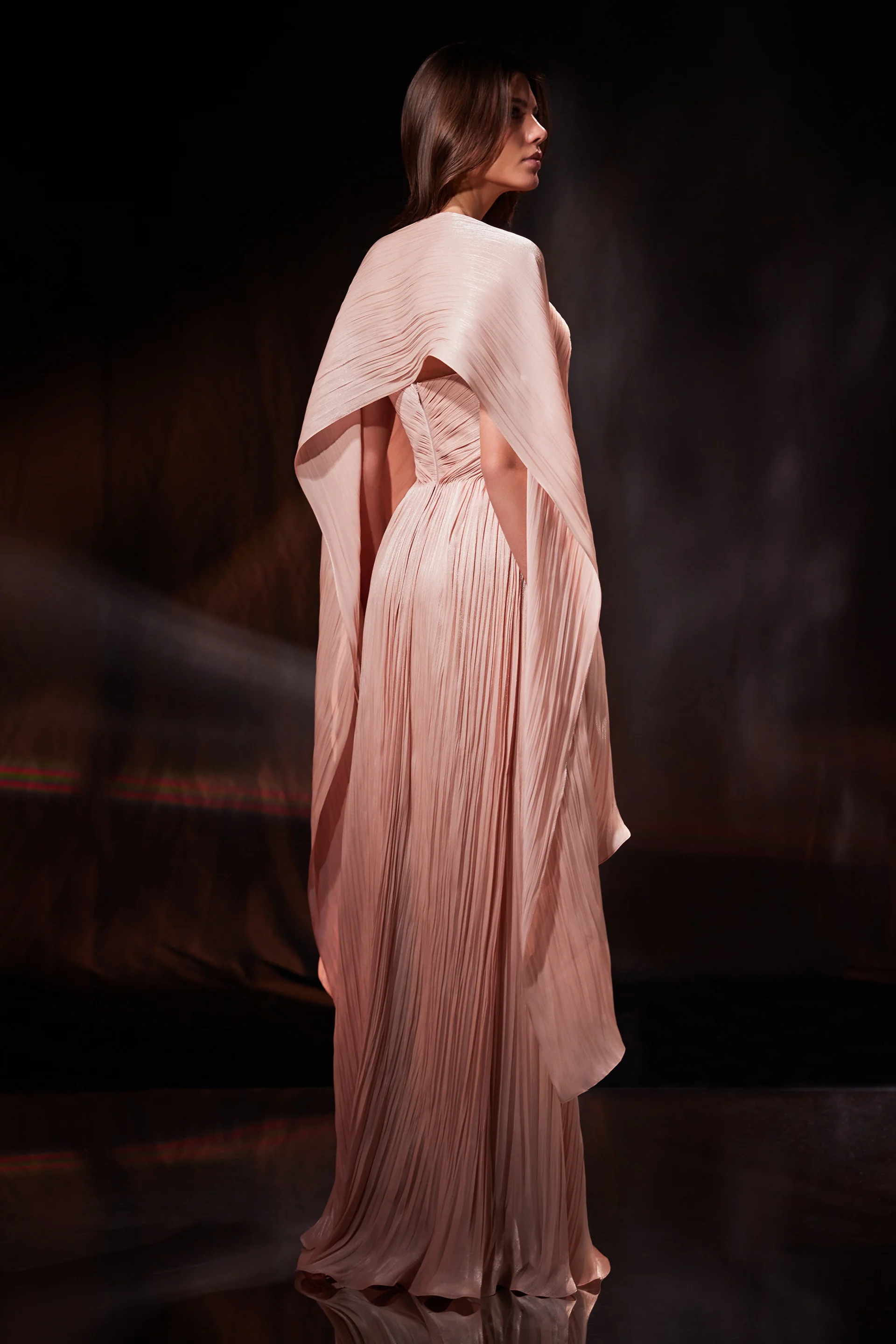 Rochie lunga din chiffon de matase metalizat Beverly CA202 - Image 9