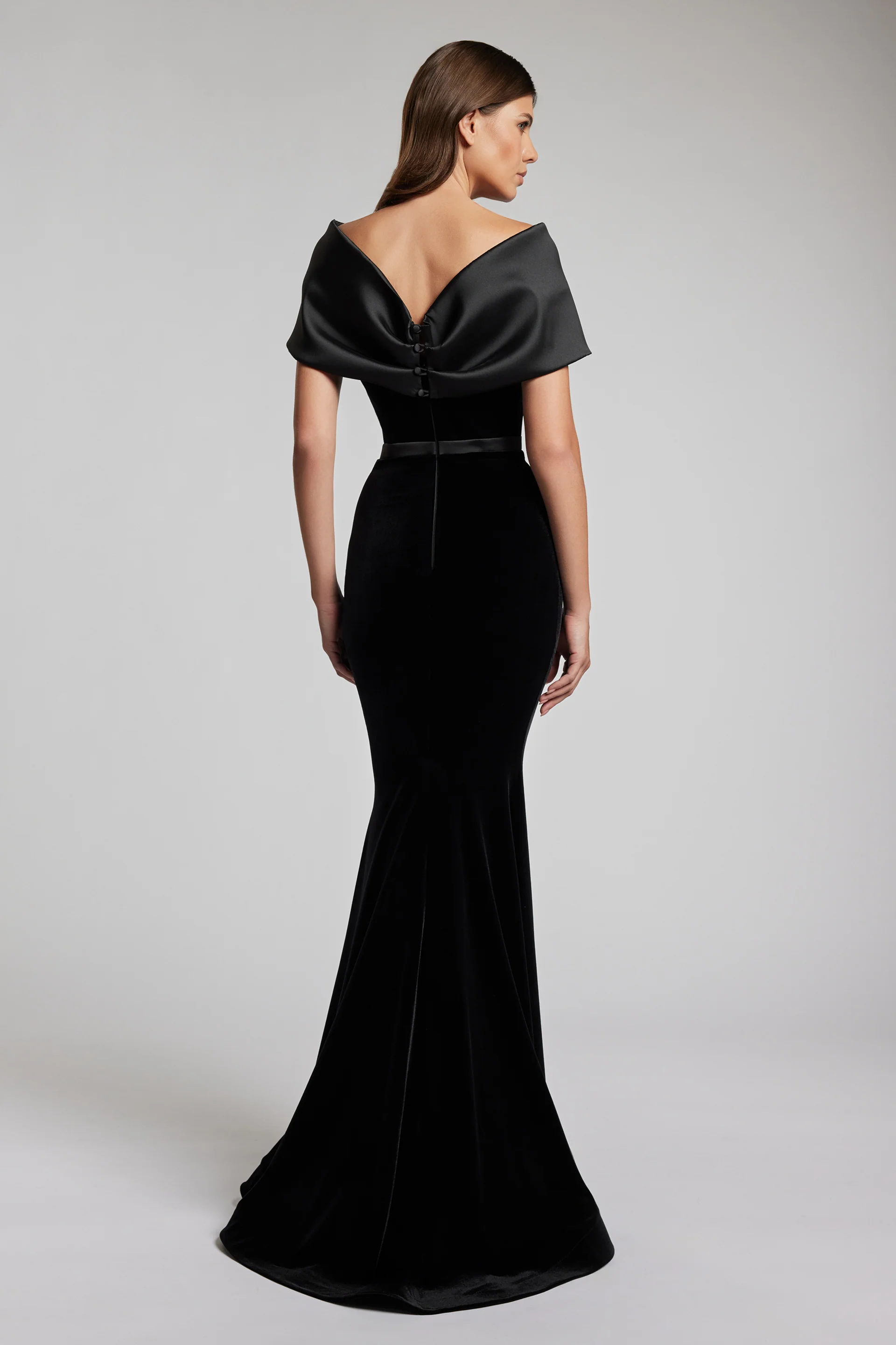 Rochie lunga din catifea cu trena Dark Star CA184 - Image 3