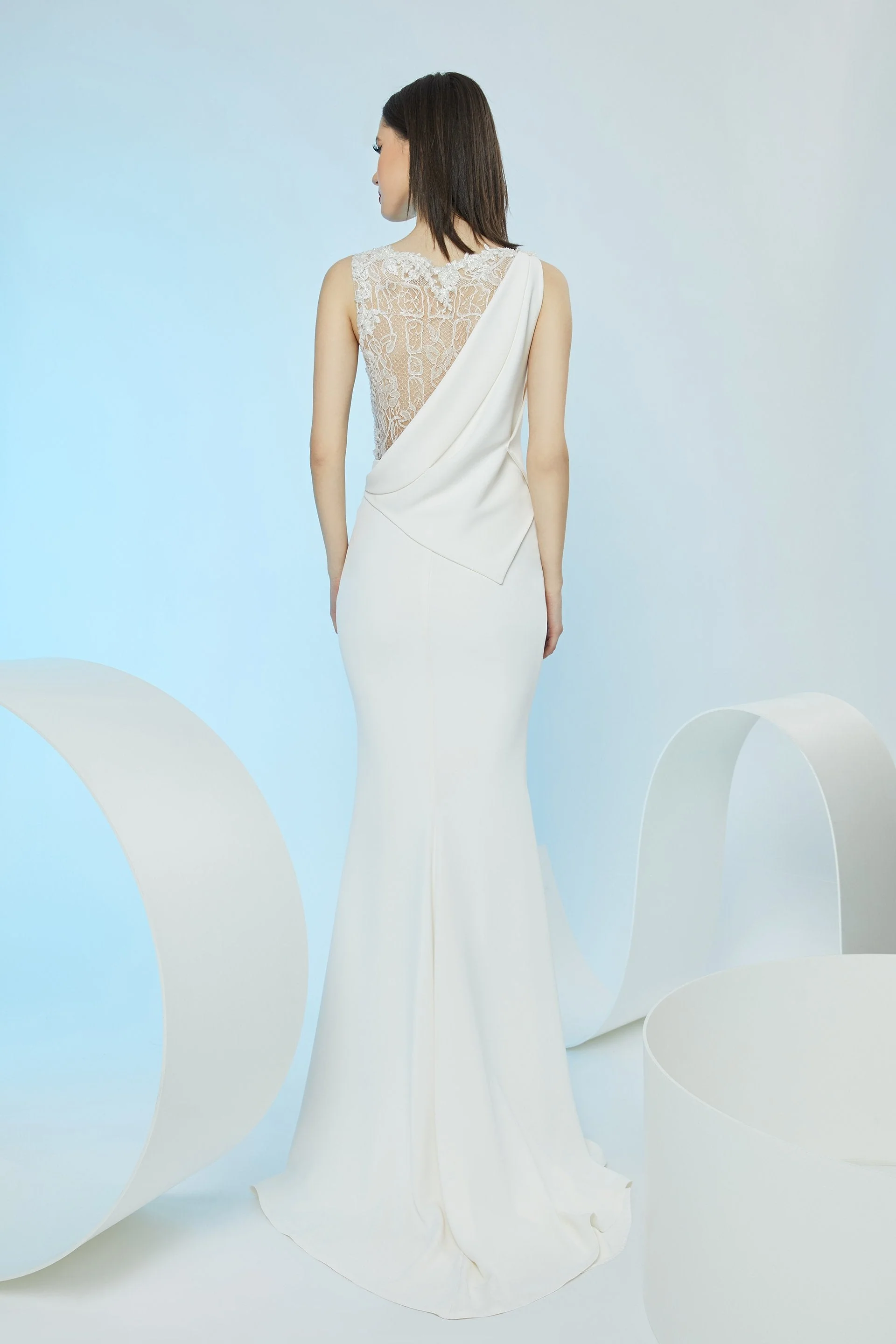 Rochie lunga de seara din stretch-crepe CA1240 - Image 5