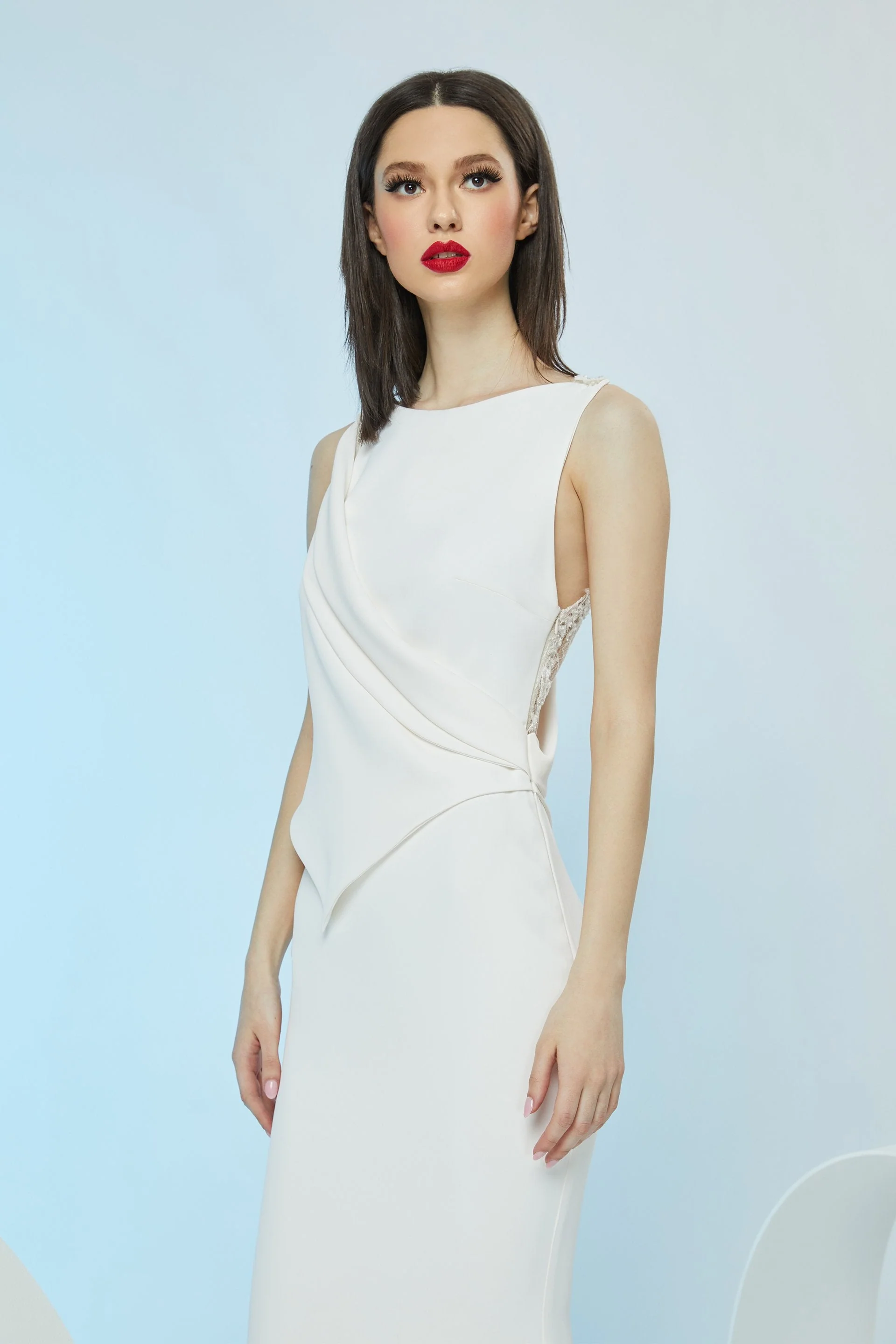 Rochie lunga de seara din stretch-crepe CA1240 - Image 6