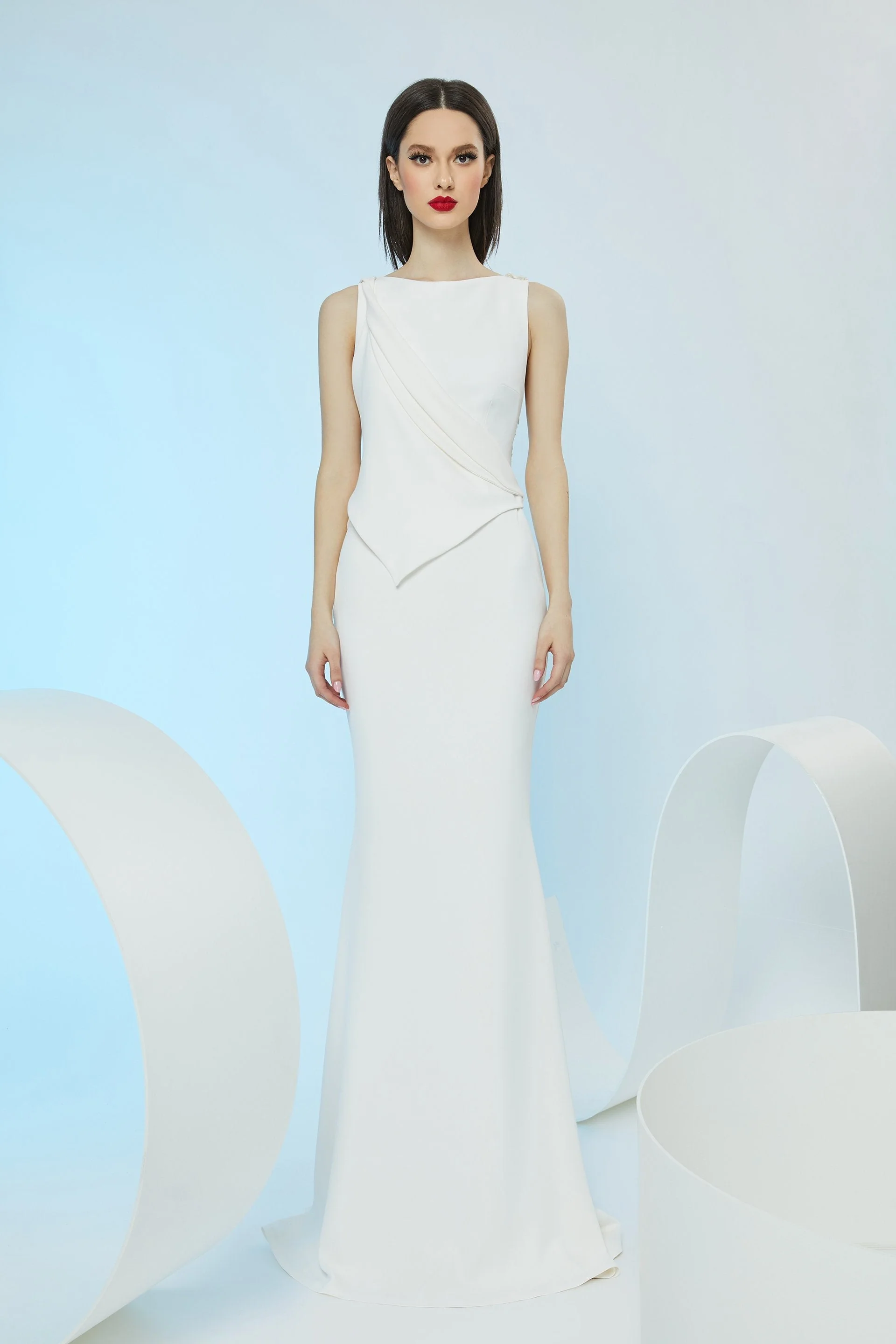 Rochie lunga de seara din stretch-crepe CA1240 - Image 7