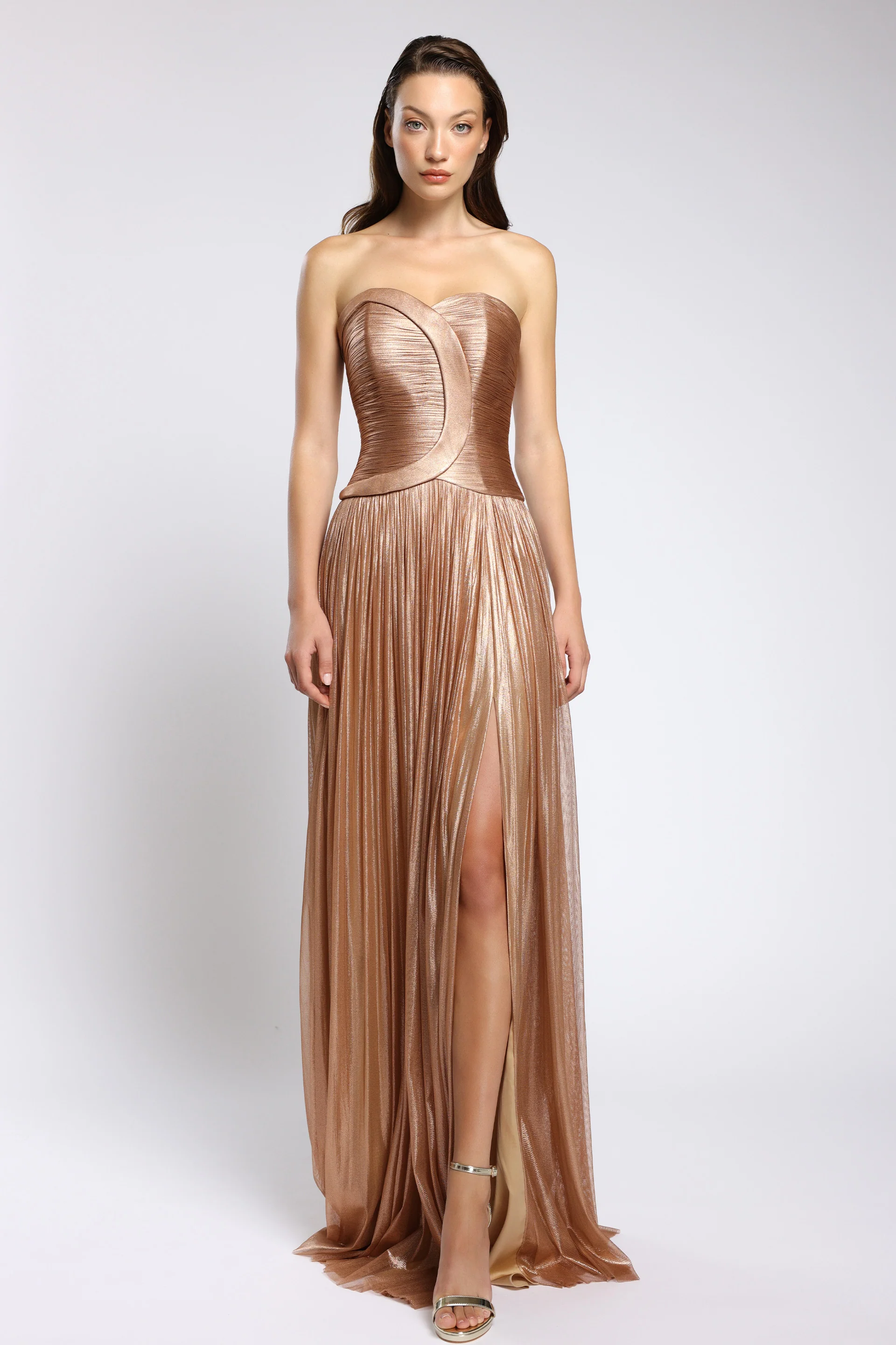 Rochie lunga din tul de matase peliculizat Aurora CA145