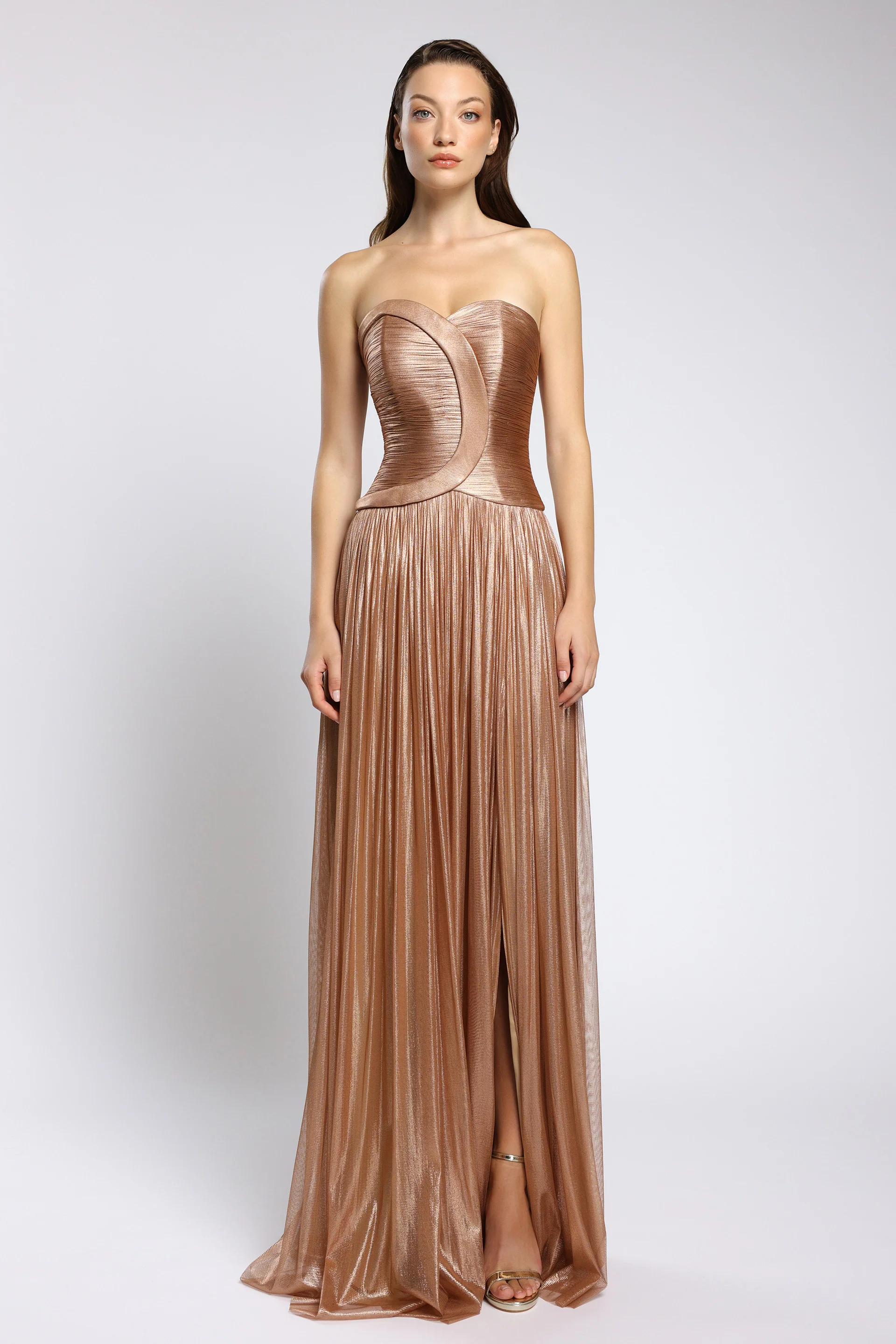 Rochie lunga din tul de matase peliculizat Aurora CA145 - Image 2