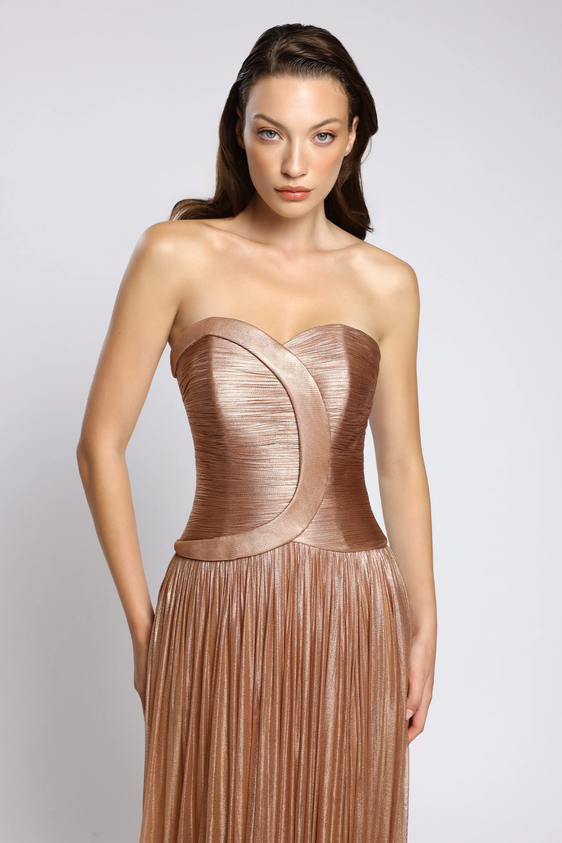 Rochie lunga din tul de matase peliculizat Aurora CA145 - Image 4