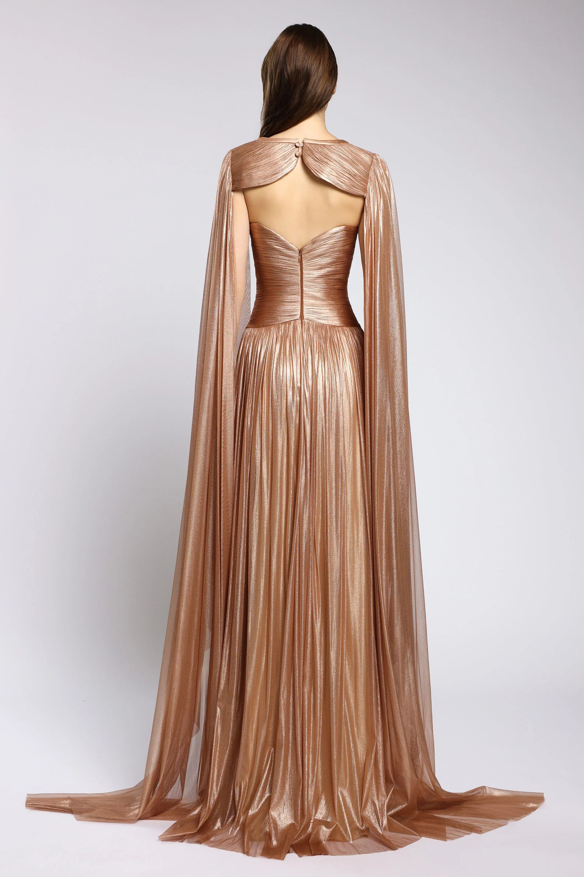 Rochie lunga din tul de matase peliculizat Aurora CA145 - Image 9